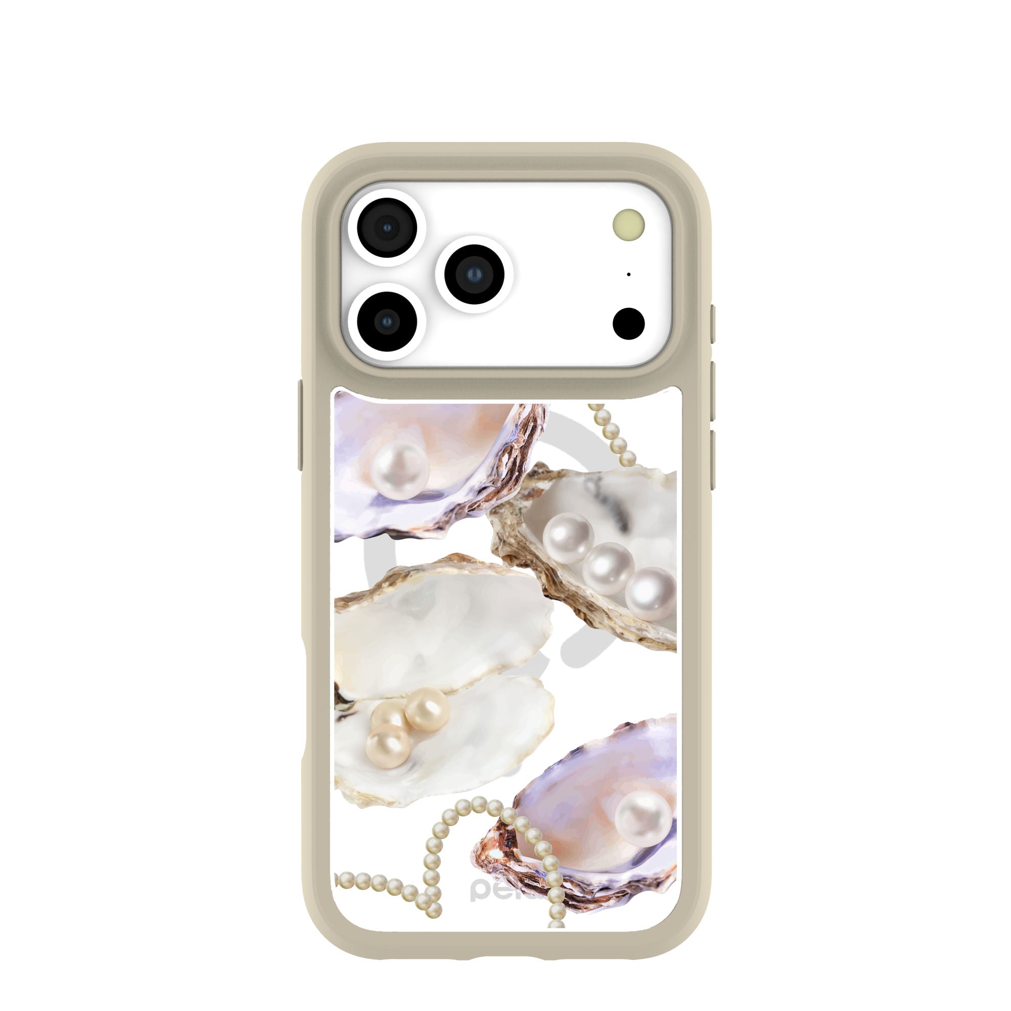 Clear Moonlit Oyster iPhone 17 Pro Max Case With London Fog Ridge (MagSafe included) Refurbished - Pela Case refurbished available on Cerqular