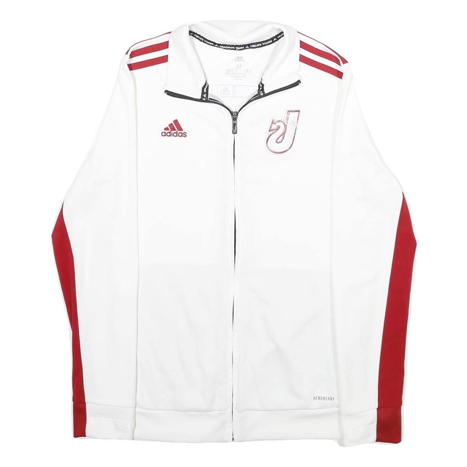 ADIDAS Womens White & Red Logo Zip Jacket M Polyester Sportswear Fitness Refurbished - N/A refurbished available on Cerqular