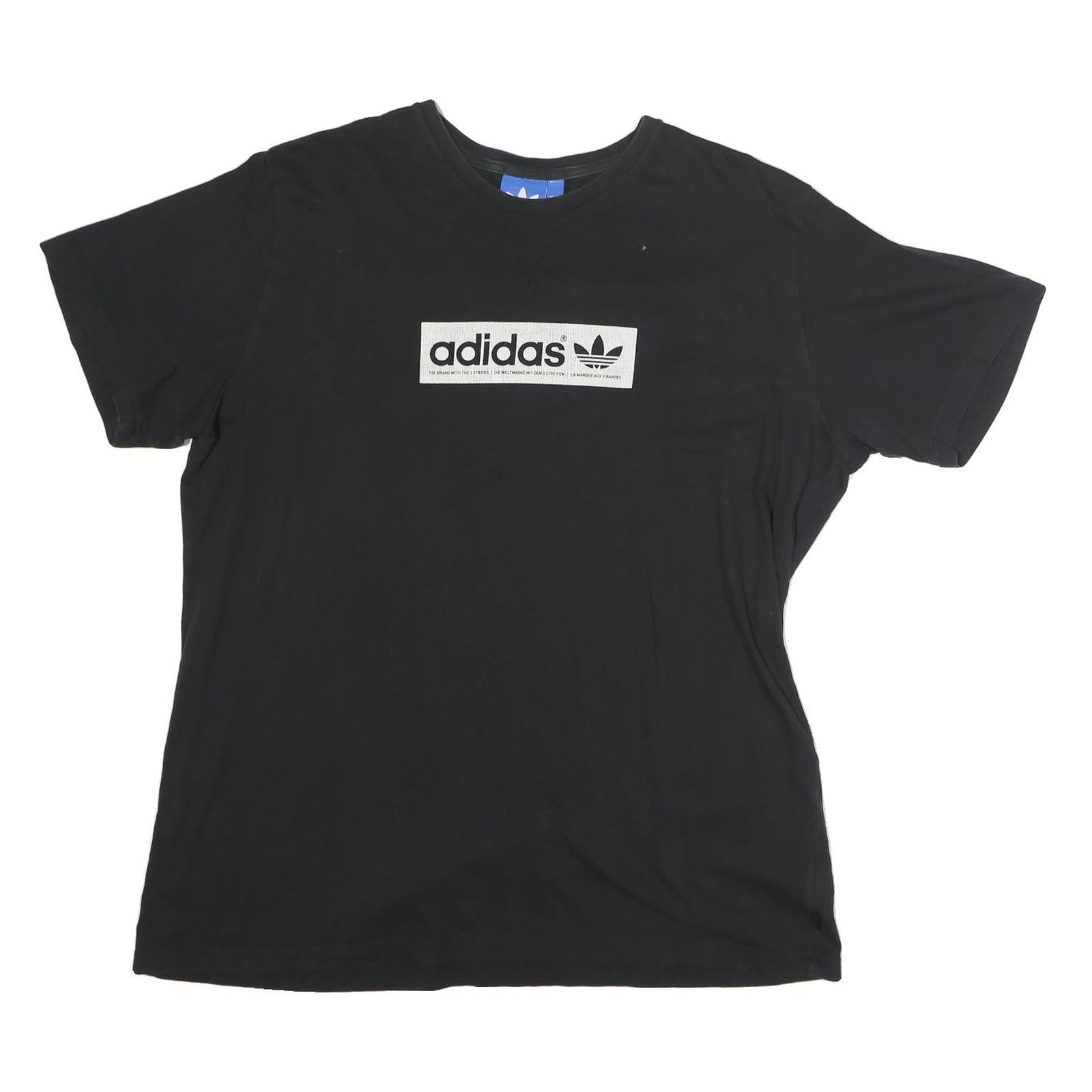ADIDAS Mens Black Graphic T-Shirt 2XL Short Sleeve Crew Neck Cotton Sports Refurbished - N/A refurbished available on Cerqular