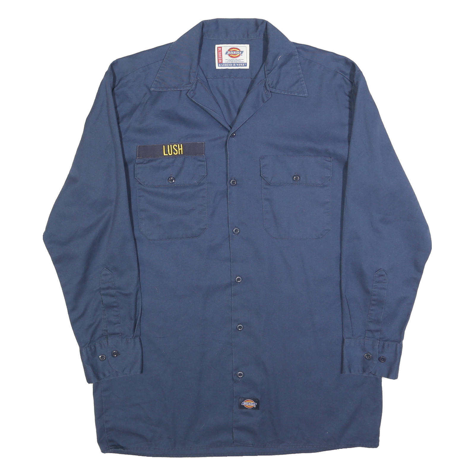 DICKIES Mens Blue Workwear Cotton Blend Shirt M Button Pockets Durable Refurbished - N/A refurbished available on Cerqular