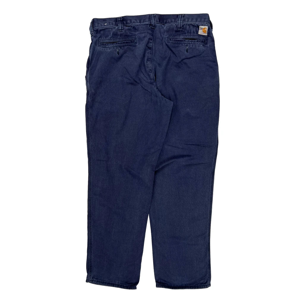 Carhartt Trousers - 37W 32L Blue Cotton Refurbished - Thrifted (note: this is a term often used to describe second- refurbished available on Cerqular