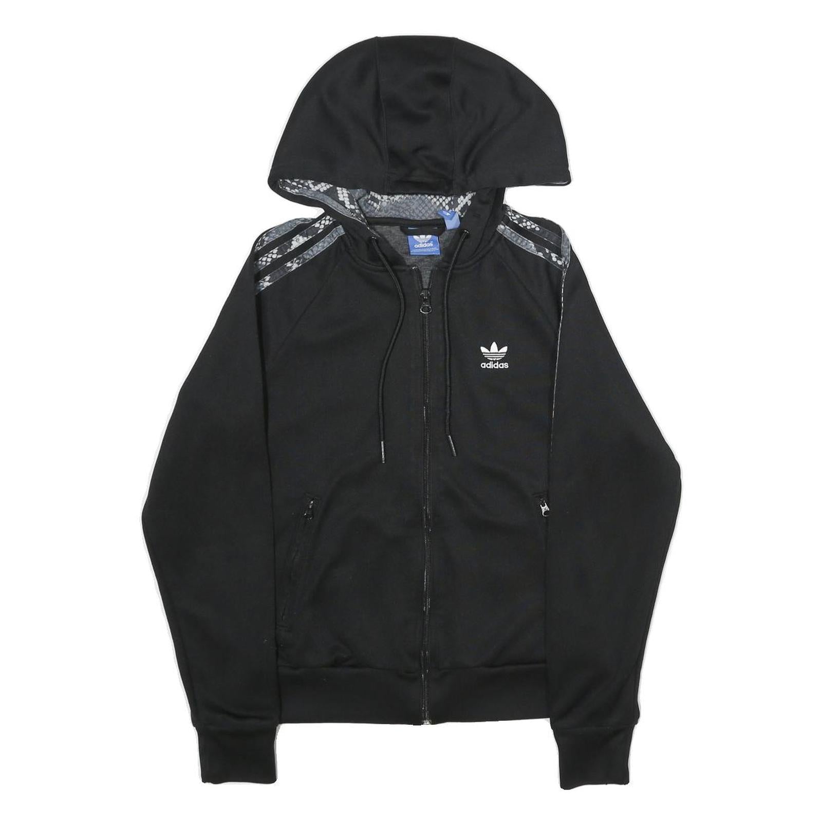 ADIDAS Womens Black Hoodie UK 6 Full Zip Snake Print 3 Stripes Refurbished - N/A refurbished available on Cerqular