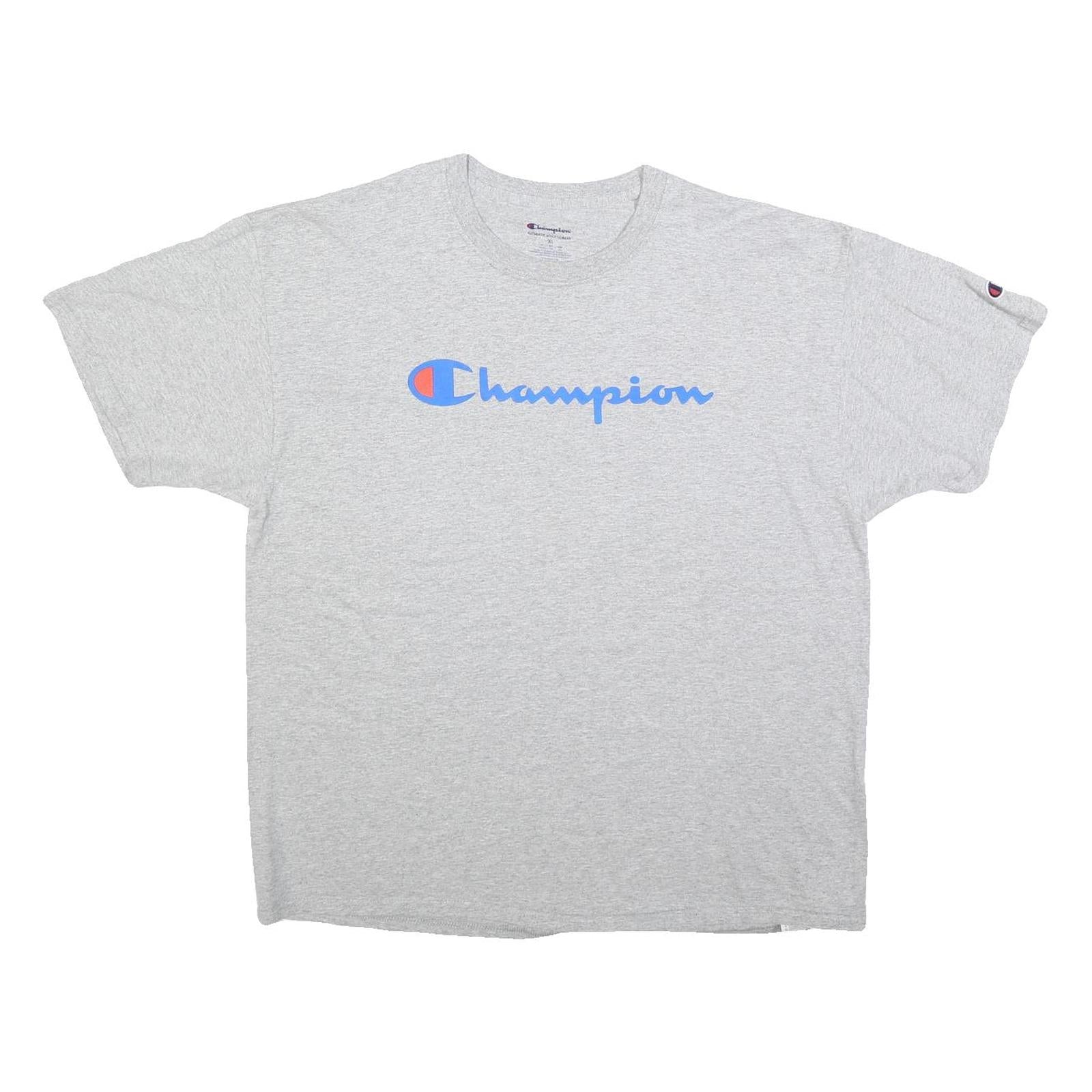 CHAMPION Mens Grey Cotton Blend T-Shirt XL Short Sleeve Crew Neck Classic Logo Refurbished - N/A refurbished available on Cerqular