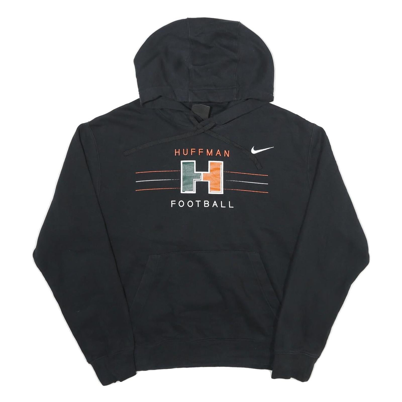 NIKE Mens Black Huffman Football Pullover Hoodie L Cotton Blend Sportswear Refurbished - N/A refurbished available on Cerqular