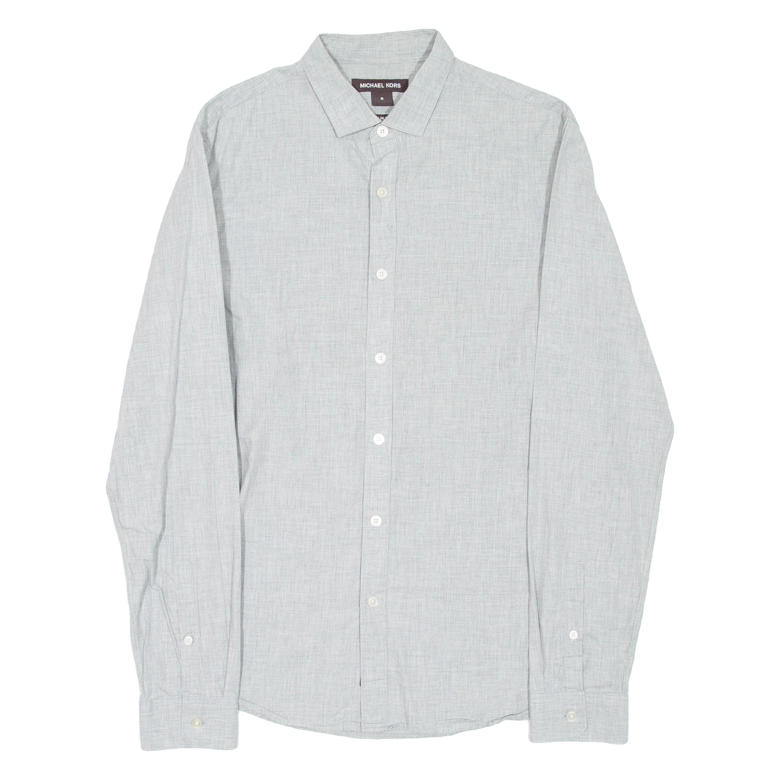 MICHAEL KORS Slim Fit Mens Plain Shirt Grey Long Sleeve S Refurbished - N/A refurbished available on Cerqular