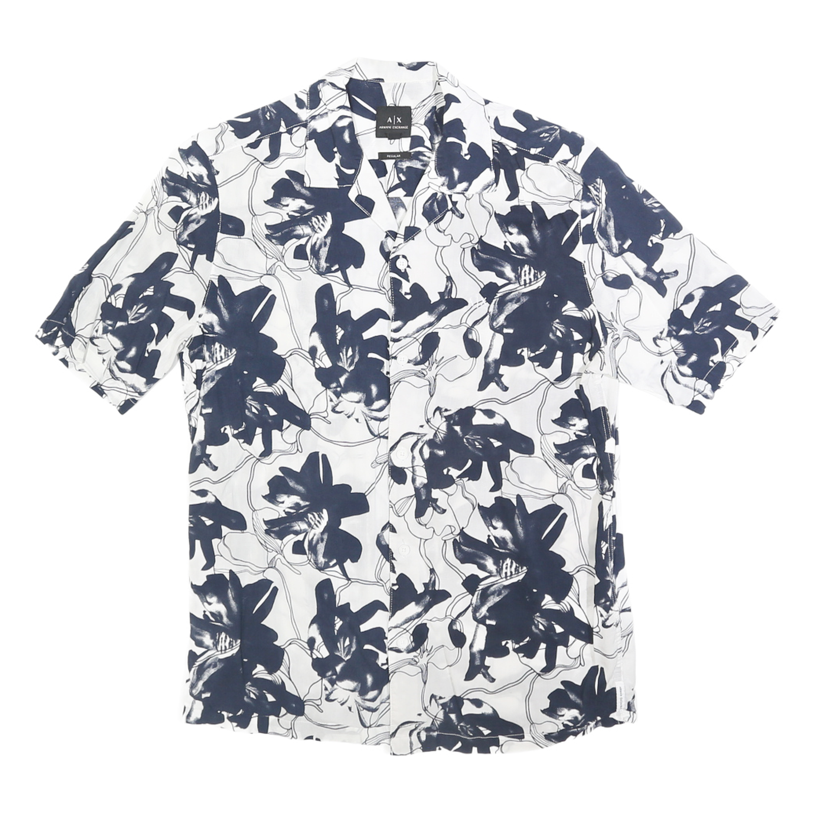 ARMANI EXCHANGE Mens White & Navy Floral Print Shirt XS Cotton Blend Summer Refurbished - N/A refurbished available on Cerqular