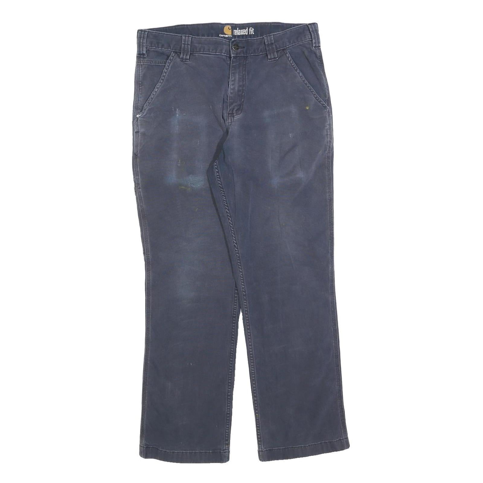 CARHARTT Mens Cotton Blend Navy Relaxed Fit Straight Trousers W30 L28 Workwear Refurbished - N/A refurbished available on Cerqular