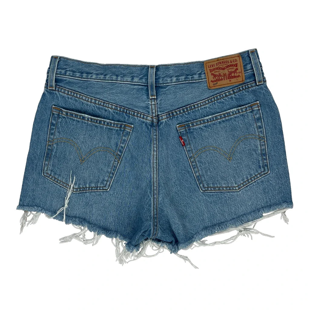 Levis Denim Shorts - 31W UK 12 Blue Cotton Refurbished - Thrifted (note: this is a term often used to describe second- refurbished available on Cerqular