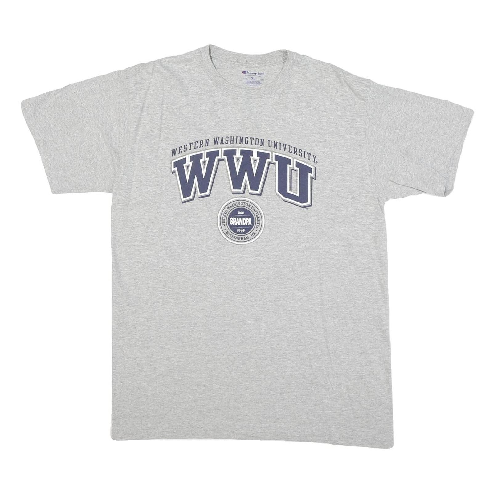 CHAMPION Mens Grey Western Washington University Graphic T-Shirt XL Crew Neck Refurbished - N/A refurbished available on Cerqular
