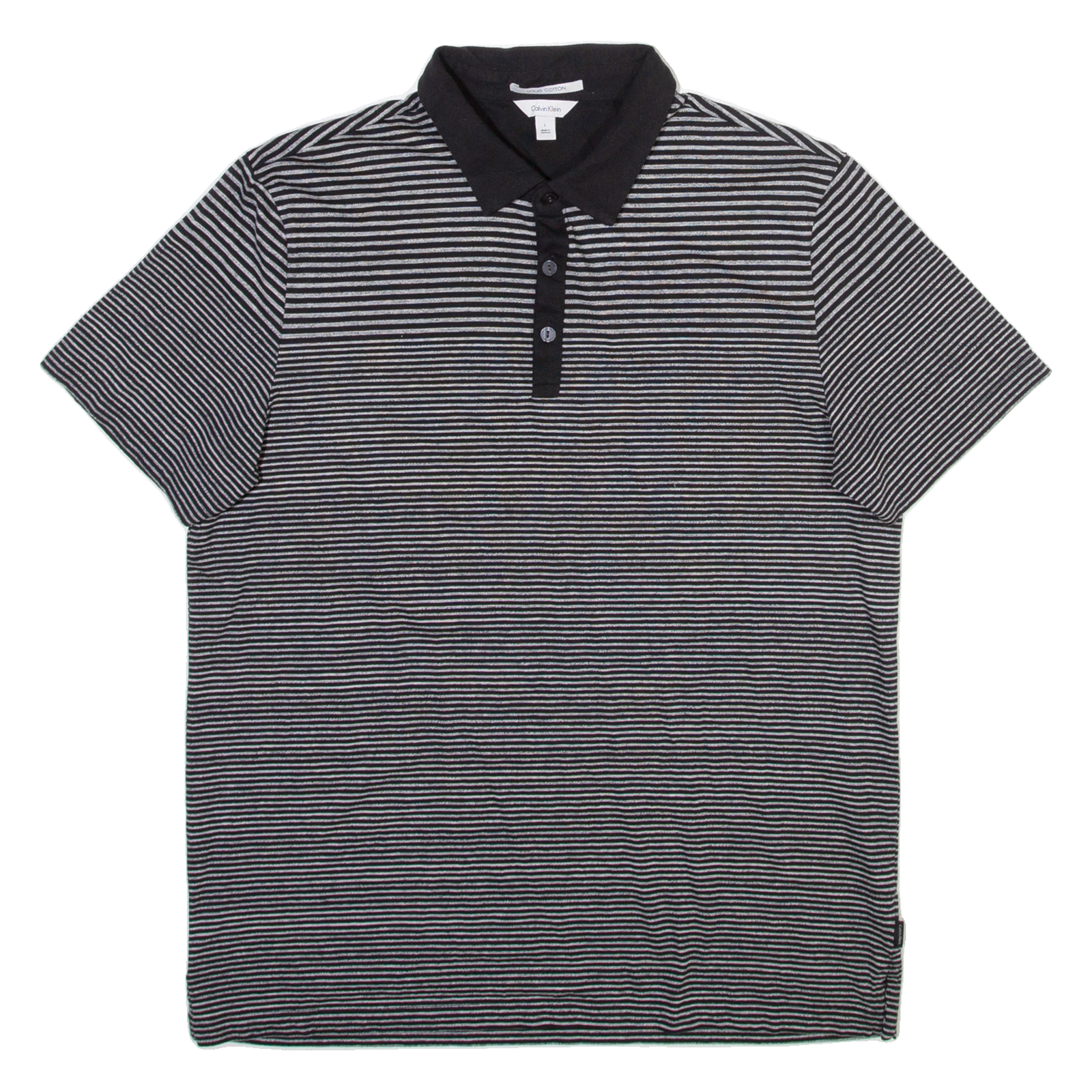 CALVIN KLEIN Mens Polo Shirt Black Striped L Refurbished - N/A refurbished available on Cerqular