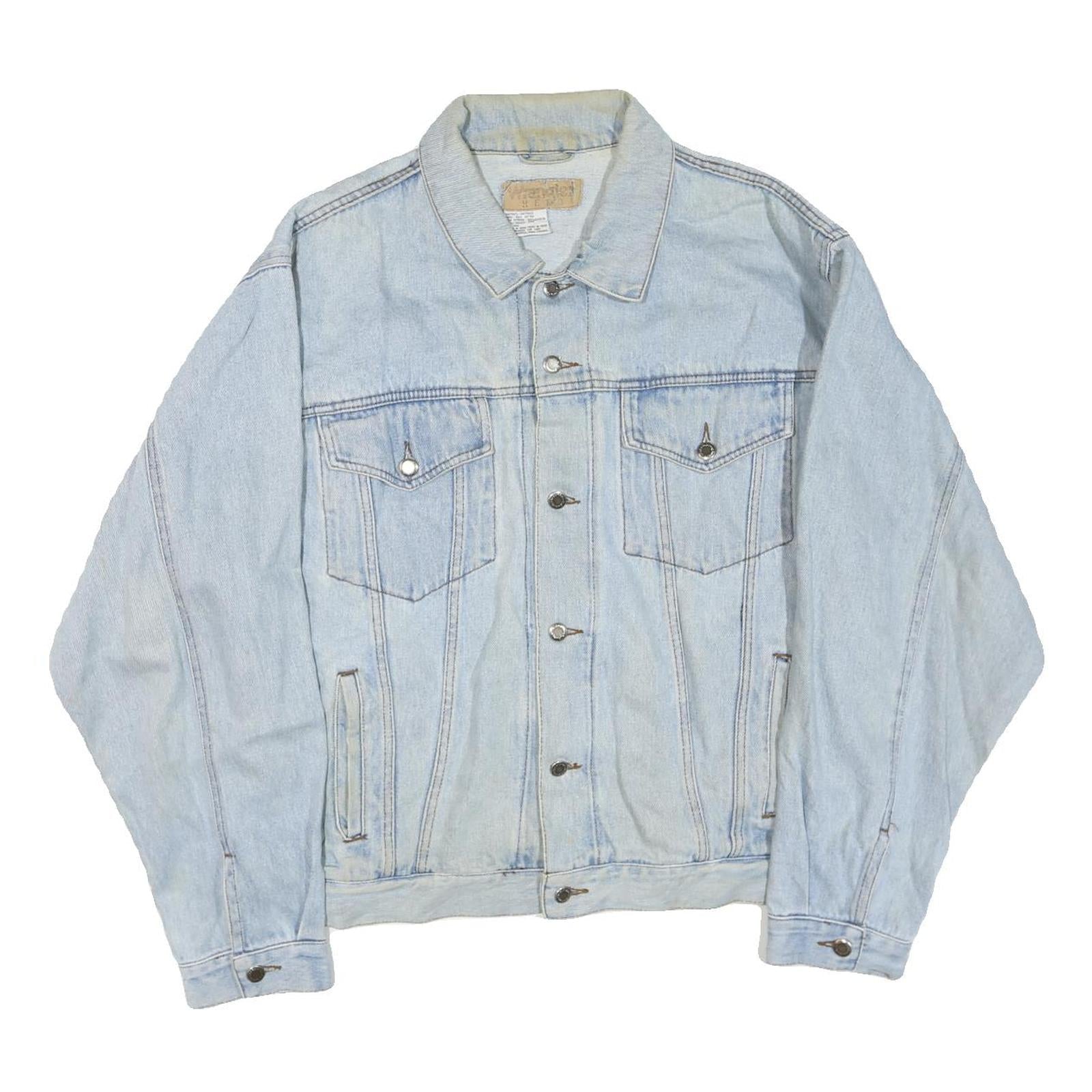 WRANGLER Womens Blue Light Denim Cotton Blend Button Jacket L Classic Casual Refurbished - N/A refurbished available on Cerqular