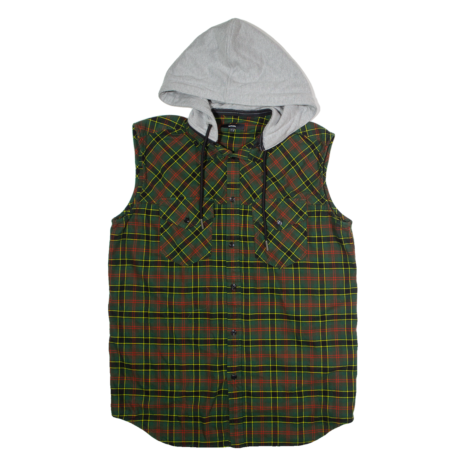 DIESEL Mens Lumberjack Gilet Green Flannel Hooded Plaid M Refurbished - N/A refurbished available on Cerqular