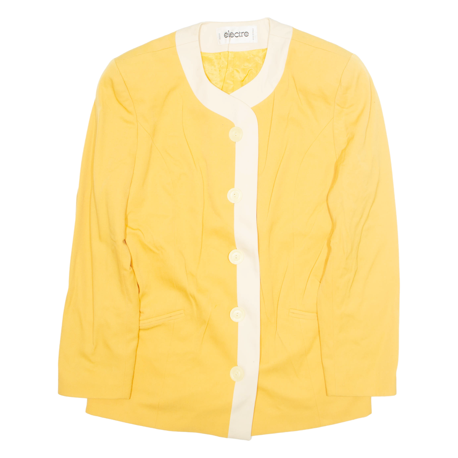 ELECTRE Womens Blazer Jacket Yellow Wool L Refurbished - N/A refurbished available on Cerqular