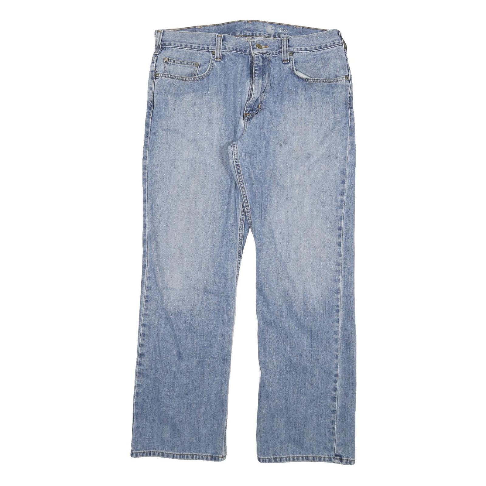 CARHARTT Mens Loose Light Blue Denim Jeans W34 L30 Cotton Blend Zip Pockets Refurbished - N/A refurbished available on Cerqular