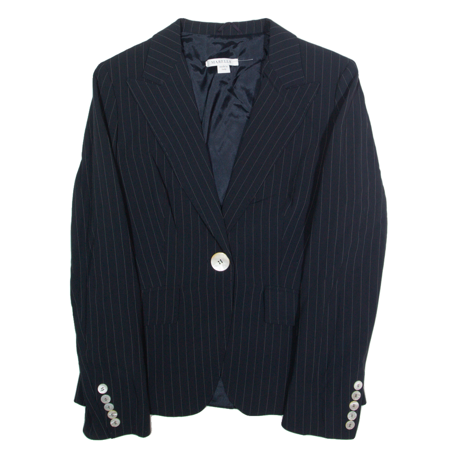 MARELLA Womens Blazer Jacket Black Viscose Striped M Refurbished - N/A refurbished available on Cerqular