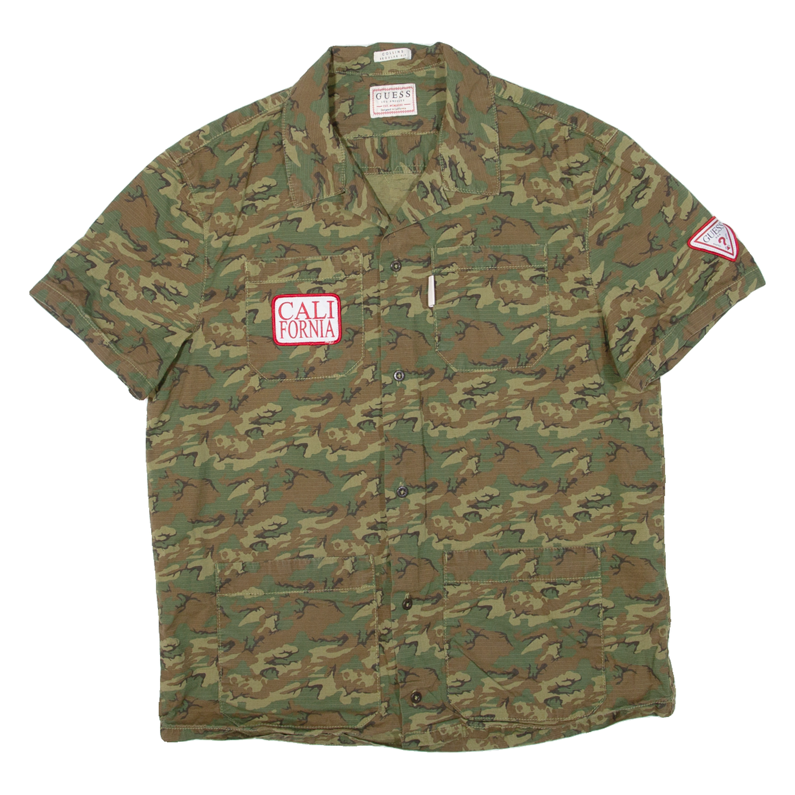 GUESS Mens Shirt Green Camouflage M Refurbished - N/A refurbished available on Cerqular