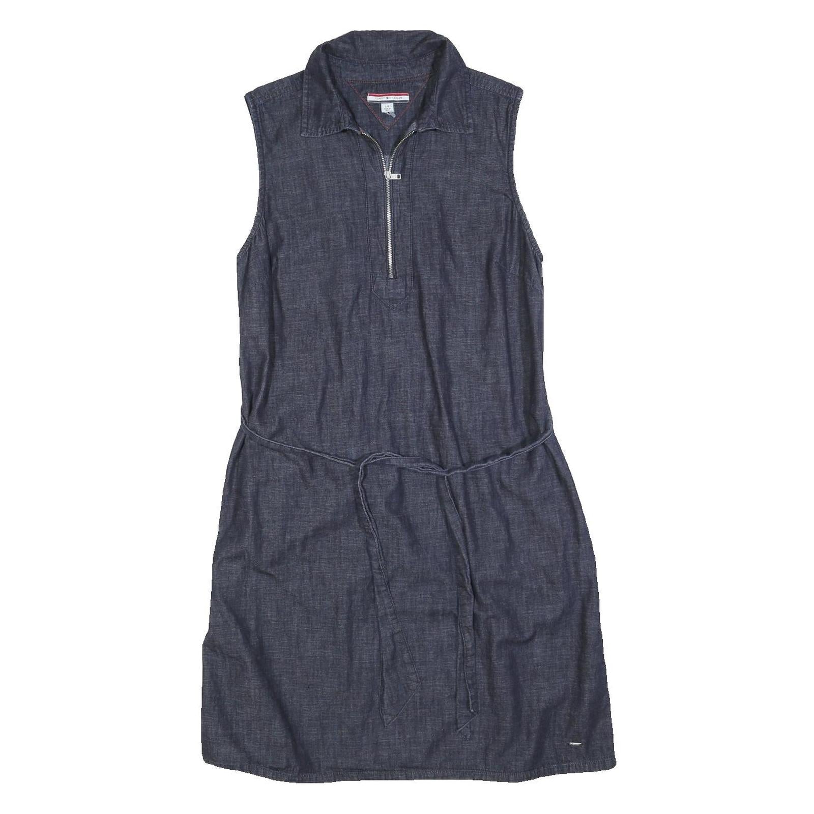 TOMMY HILFIGER Womens Blue Denim Sleeveless Day Dress Cotton Blend L Casual Refurbished - N/A refurbished available on Cerqular