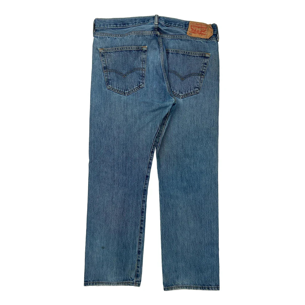 501 Levis Jeans - 34W 30L Blue Cotton Refurbished - Thrifted (note: this is a term often used to describe second- refurbished available on Cerqular