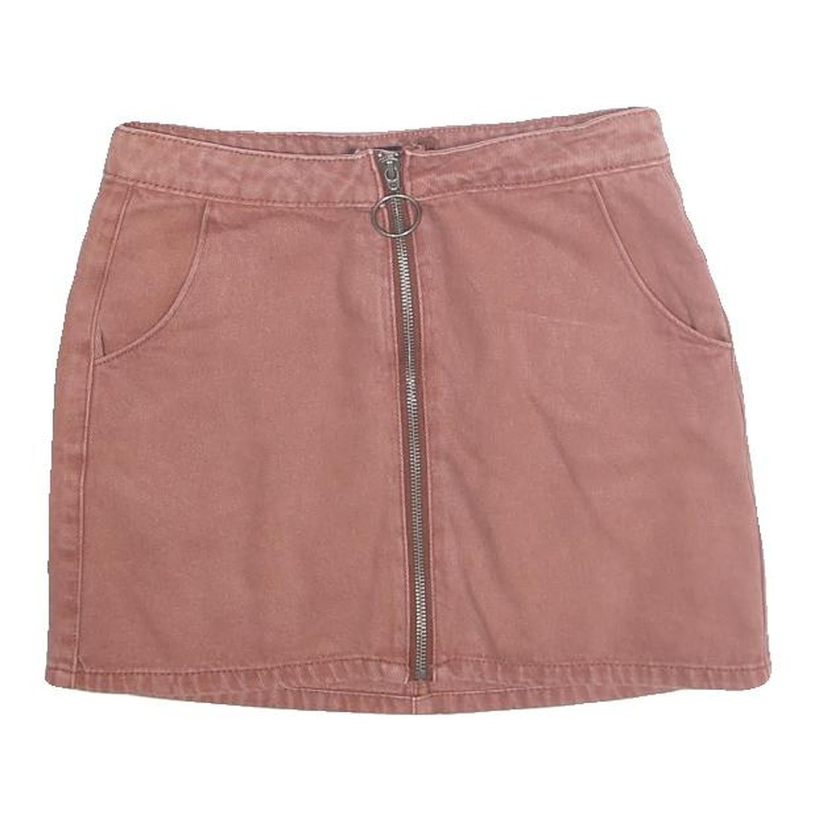 ANGELKISS Womens Pink Mini Cotton Blend Skirt Zip Front Pockets S Casual Refurbished - N/A refurbished available on Cerqular