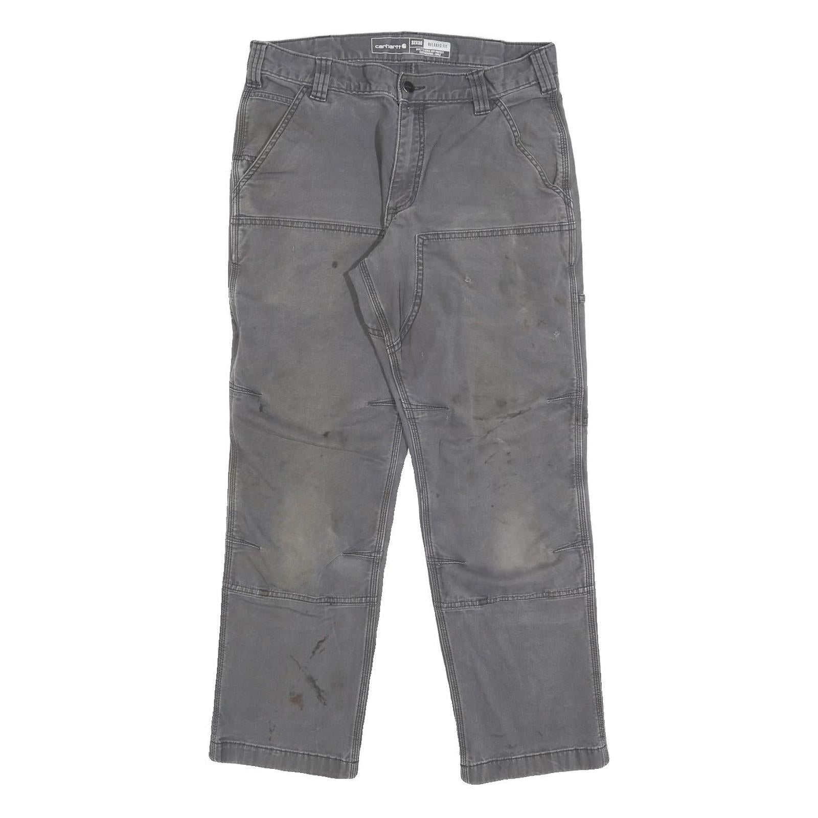 CARHARTT Mens Cotton Blend Grey Relaxed Fit Workwear Trousers W32 L27 Durable Refurbished - N/A refurbished available on Cerqular