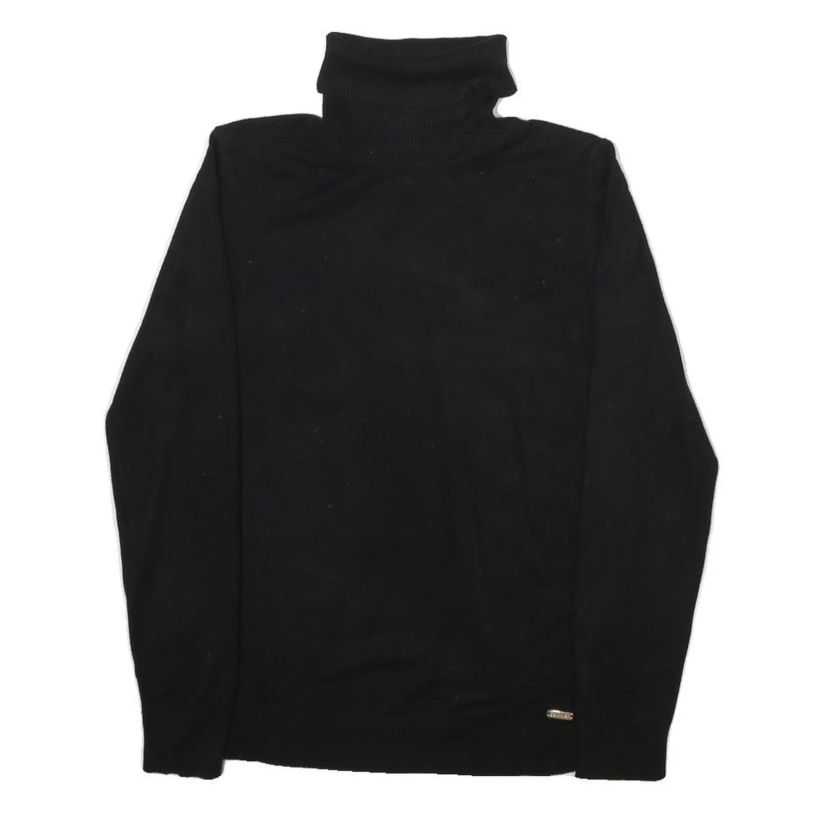 CALVIN KLEIN Womens Black Plain Turtleneck Jumper Basic Knit M Cotton Blend Refurbished - N/A refurbished available on Cerqular