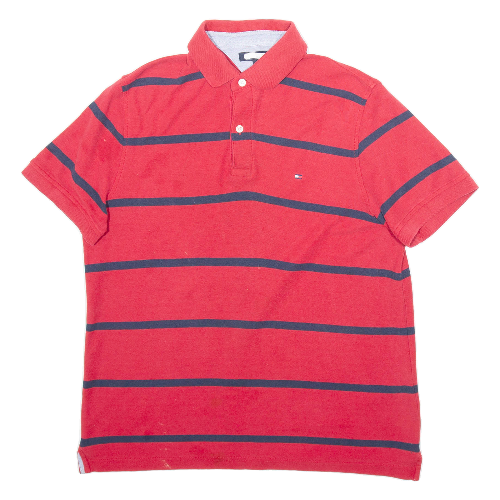 TOMMY HILFIGER Mens Polo Shirt Red Striped Short Sleeve M Refurbished - N/A refurbished available on Cerqular