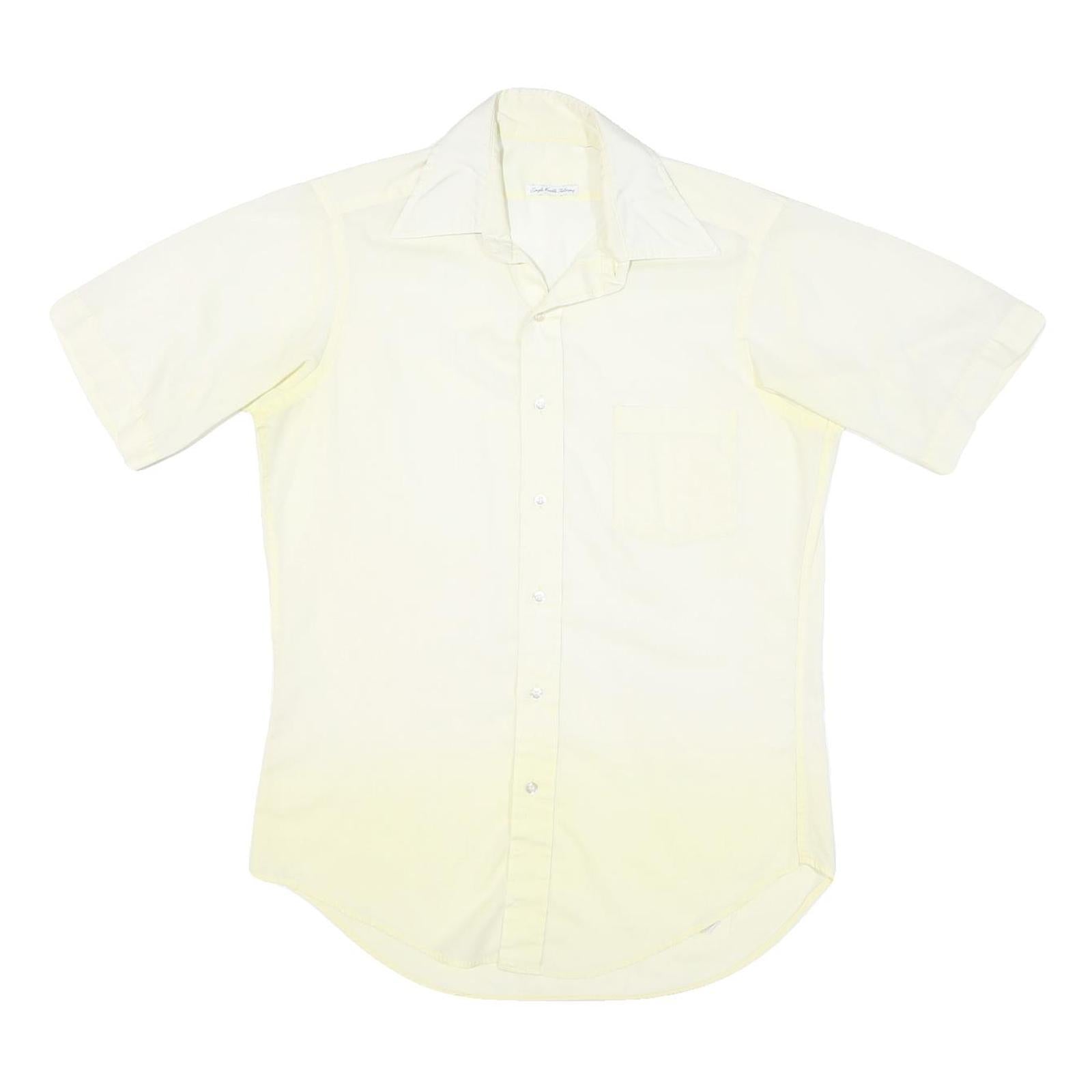 Mens Cream Shirt Regular Fit Short Sleeve Button Cotton Blend M Pocket Casual Refurbished - N/A refurbished available on Cerqular