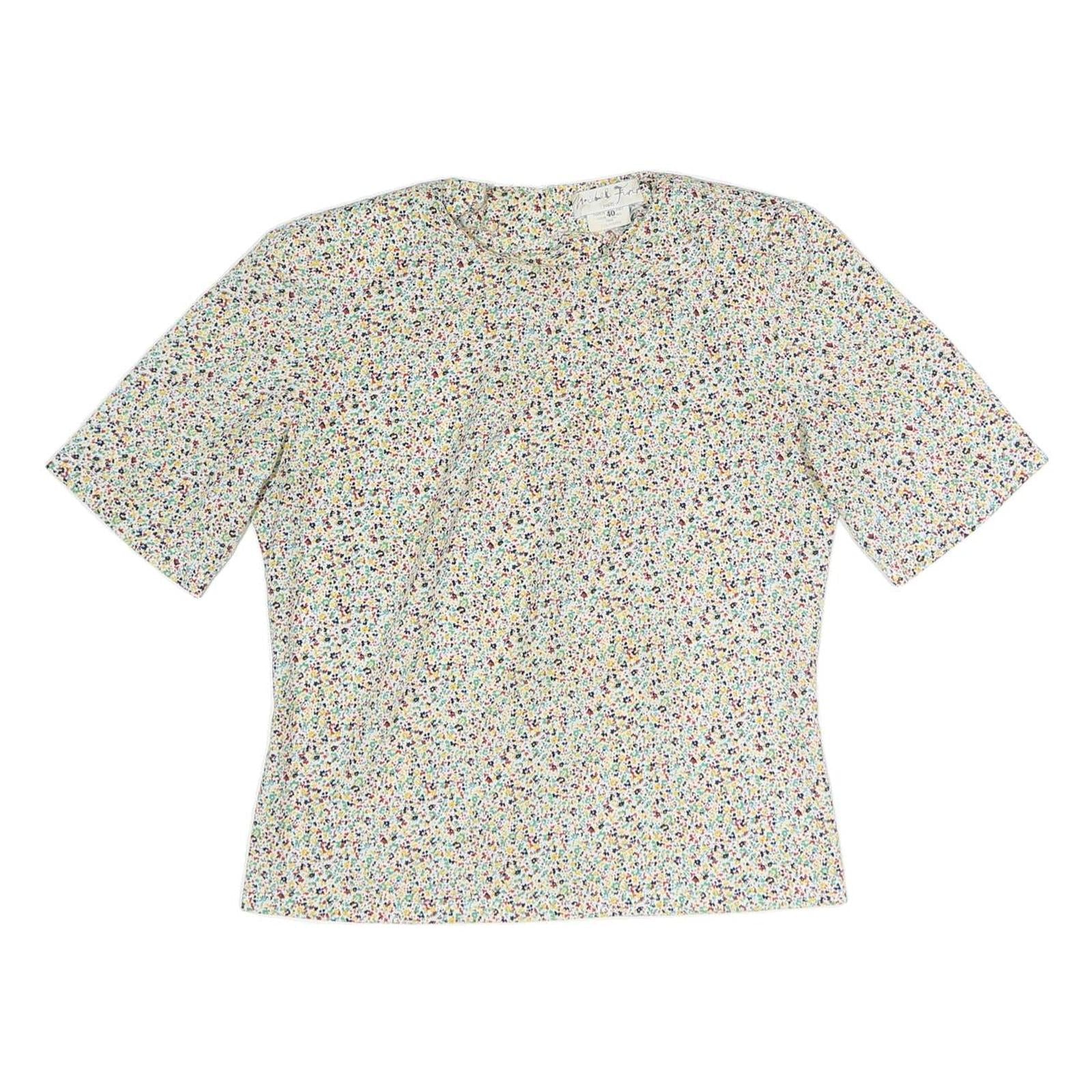 MINEL FIRE Womens Cream Printed Top Short Sleeve Round Neck M Lightweight Refurbished - N/A refurbished available on Cerqular