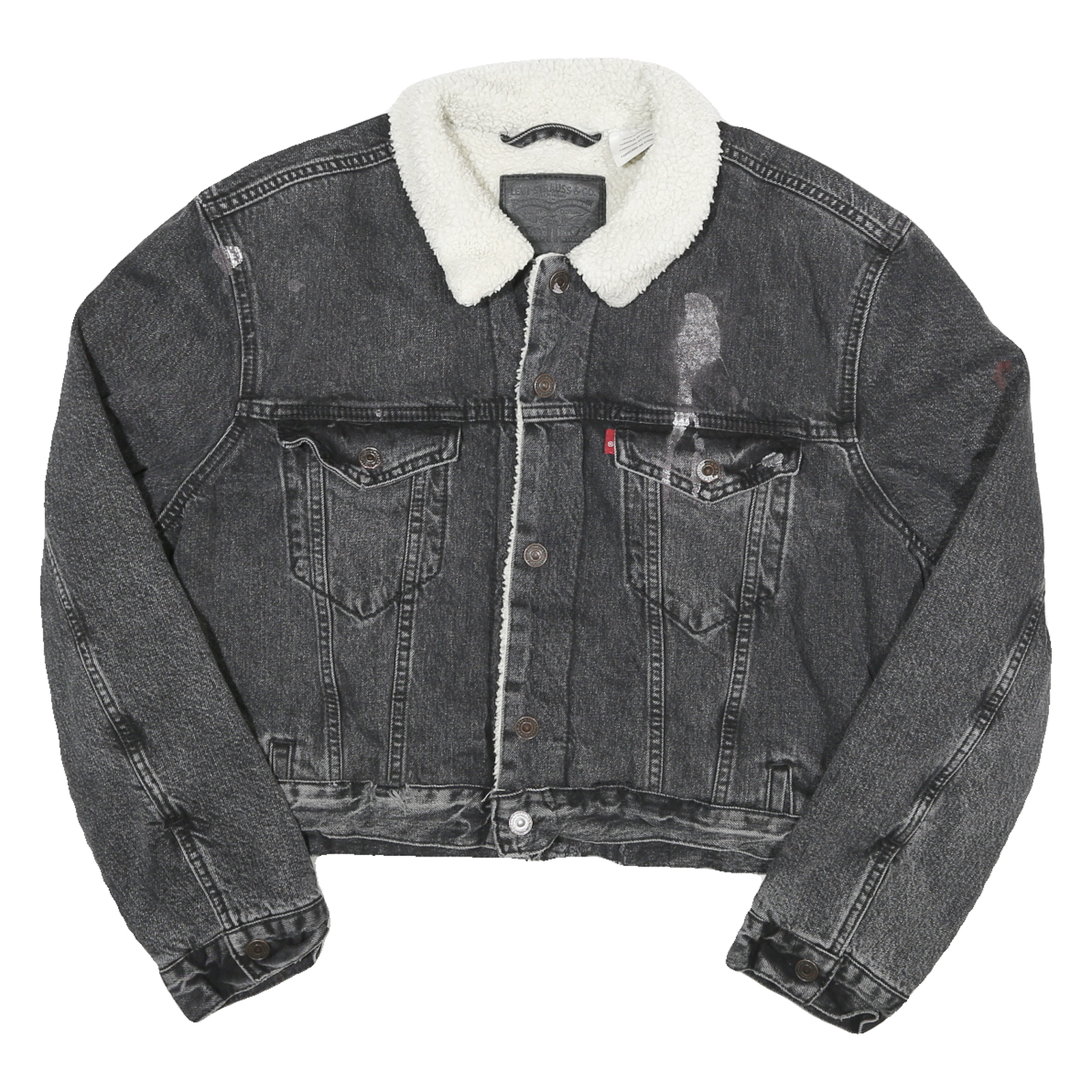 Buy LEVI'S Womens Black Cotton Blend Denim Sherpa Lined Button Jacket XL Refurbished - $63.69 LEVI'S Womens Black Cotton Blend Denim Sherpa Lined Button Jacket XL Refurbished - N/A refurbished available on Cerqular