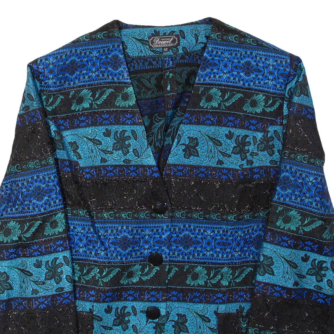 DOUCEL Womens Blazer Jacket Blue Floral S Refurbished - N/A refurbished available on Cerqular