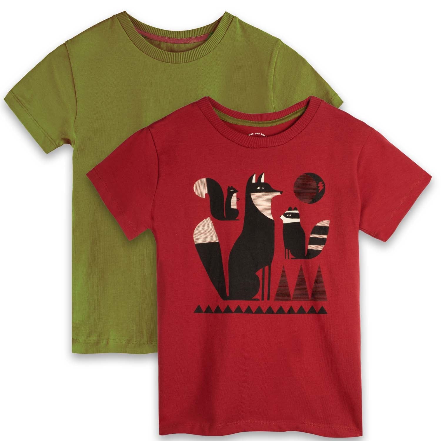 Organic Cotton Kids Graphic Tee 2-Pack | Color: Forest Friends | Size: 4T Refurbished - N/A (Note: There is no well-known brand named "M refurbished available on Cerqular