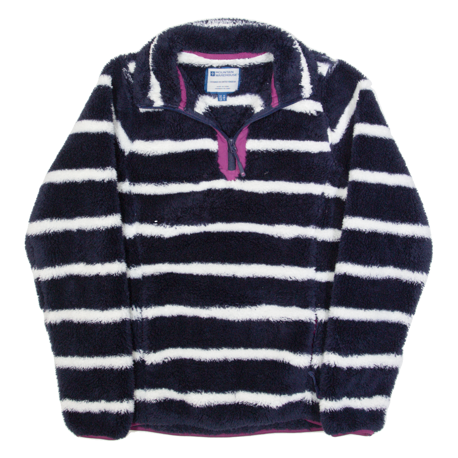 MOUNTAIN WAREHOUSE Pullover Womens Fleece Jacket Blue Striped UK 8 Refurbished - N/A refurbished available on Cerqular