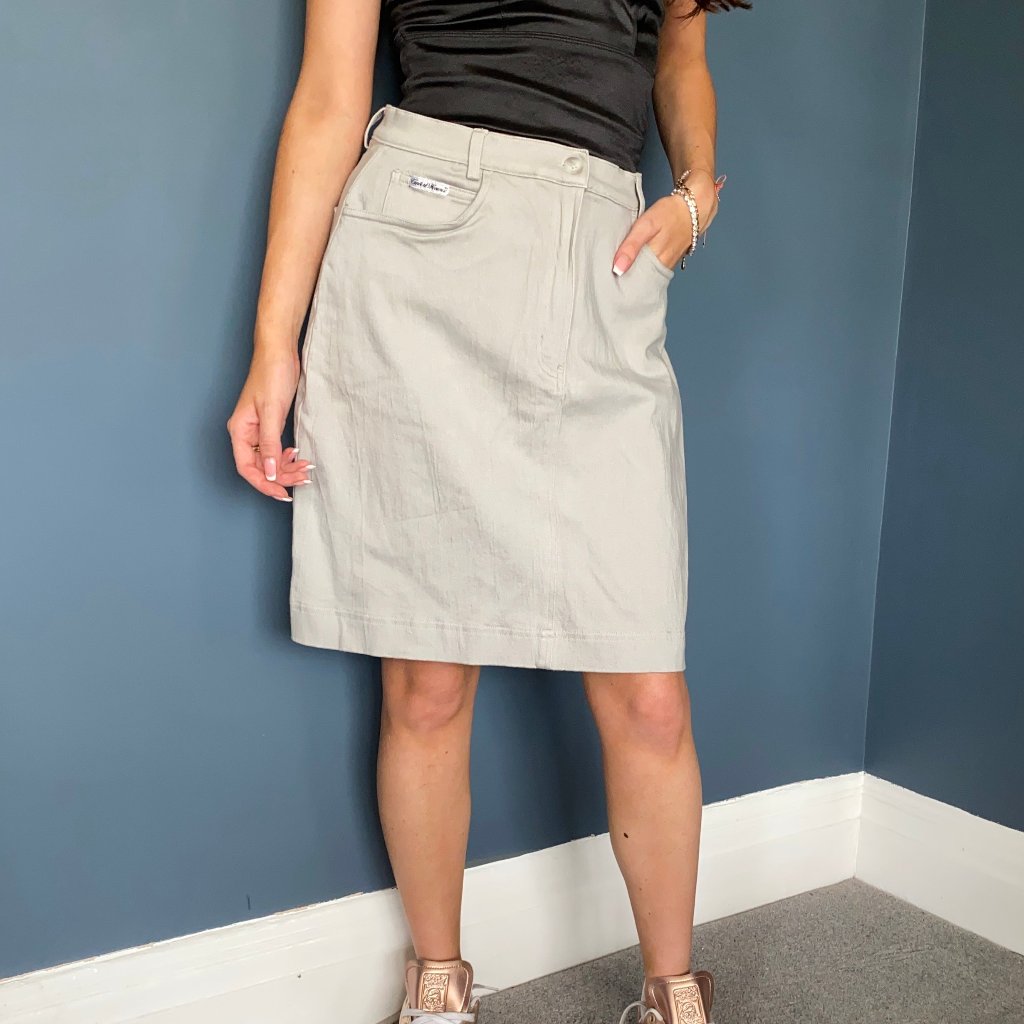 Conte Of Florence Skirt - 27W UK 8 Cream Cotton Blend Refurbished - Thrifted (note: this is a term often used to describe second- refurbished available on Cerqular