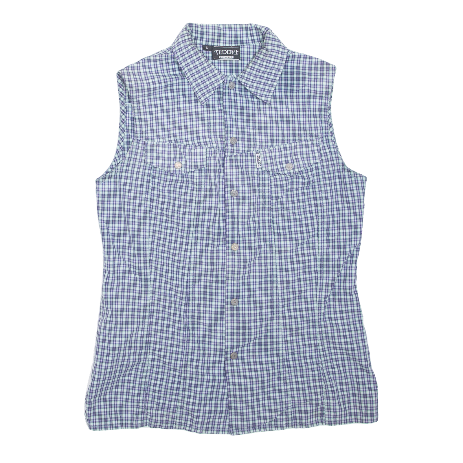 TEDDY'S Womens Shirt Purple Check Sleeveless S Refurbished - N/A refurbished available on Cerqular
