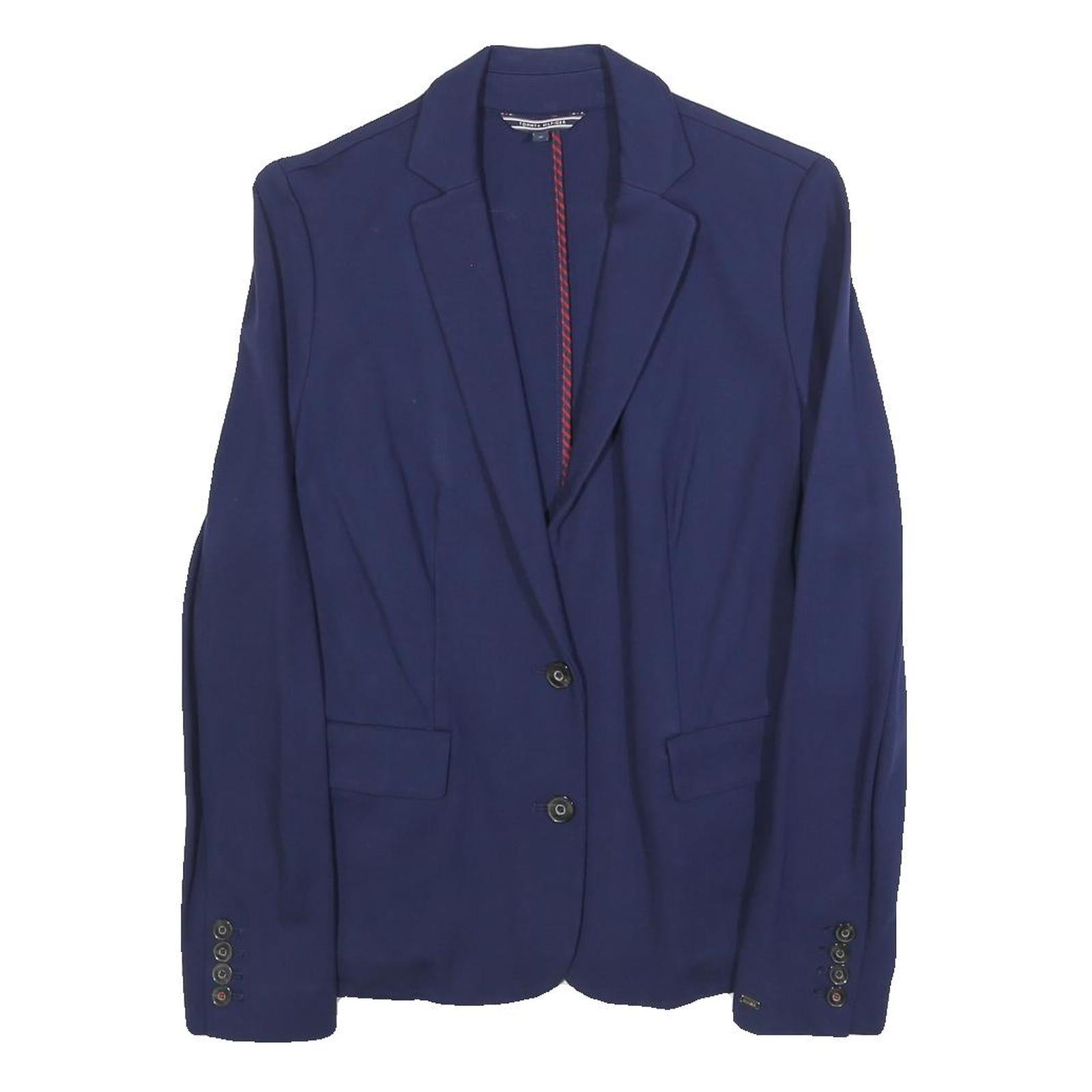 TOMMY HILFIGER Womens Navy Blue Classic Jacket S Cotton Blend Button Plain Style Refurbished - N/A refurbished available on Cerqular
