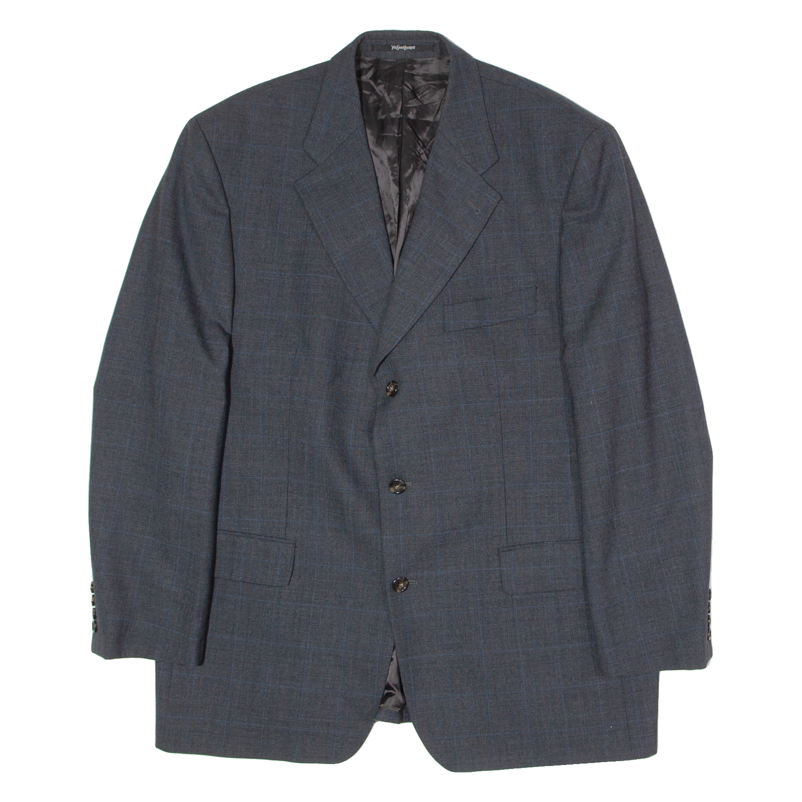 YVES SAINT LAURENT Mens Blazer Jacket Blue Wool Check XL Refurbished - N/A refurbished available on Cerqular