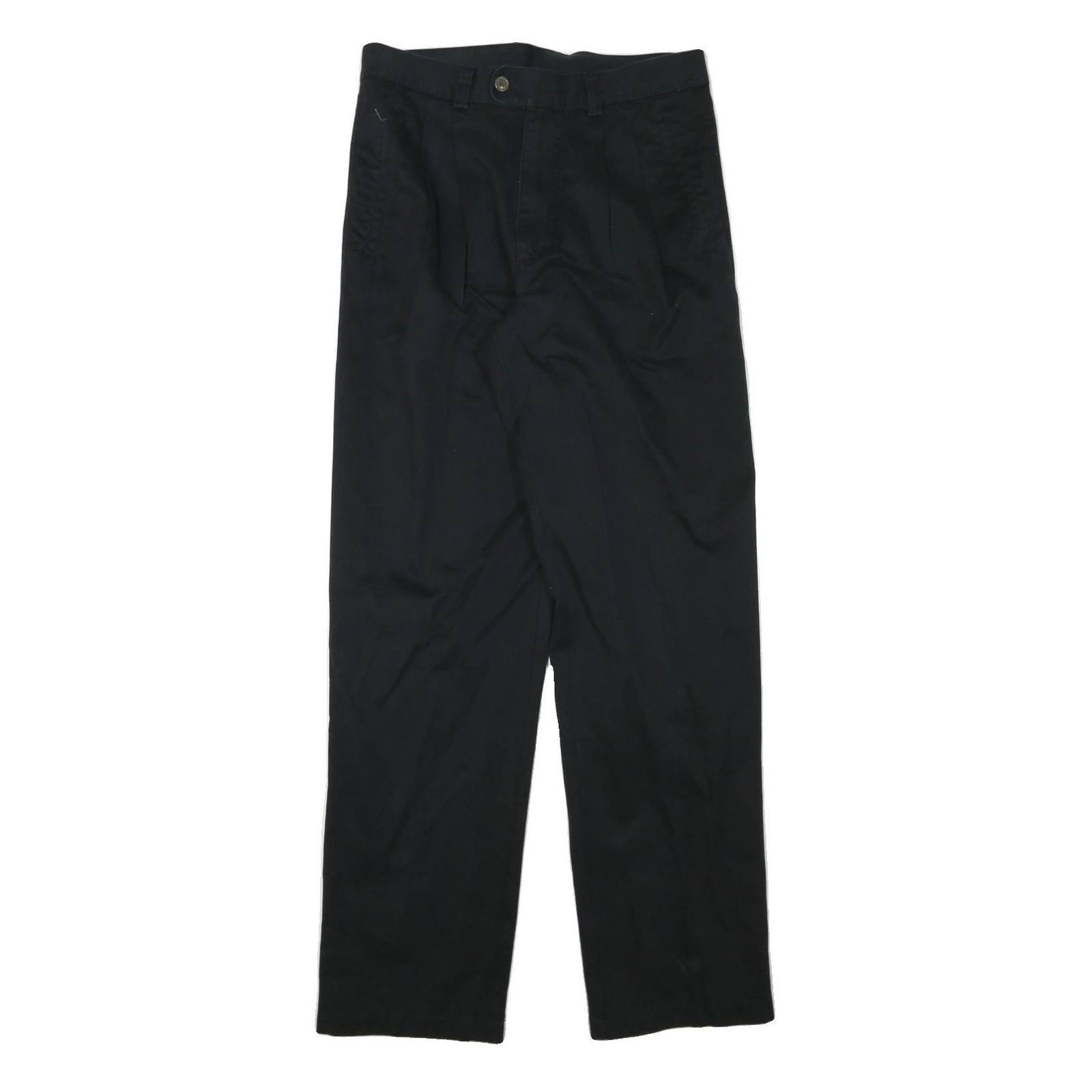 Mens Black Cotton Blend Regular Fit Straight Leg Trousers W31 L33 Classic Zip Refurbished - N/A refurbished available on Cerqular