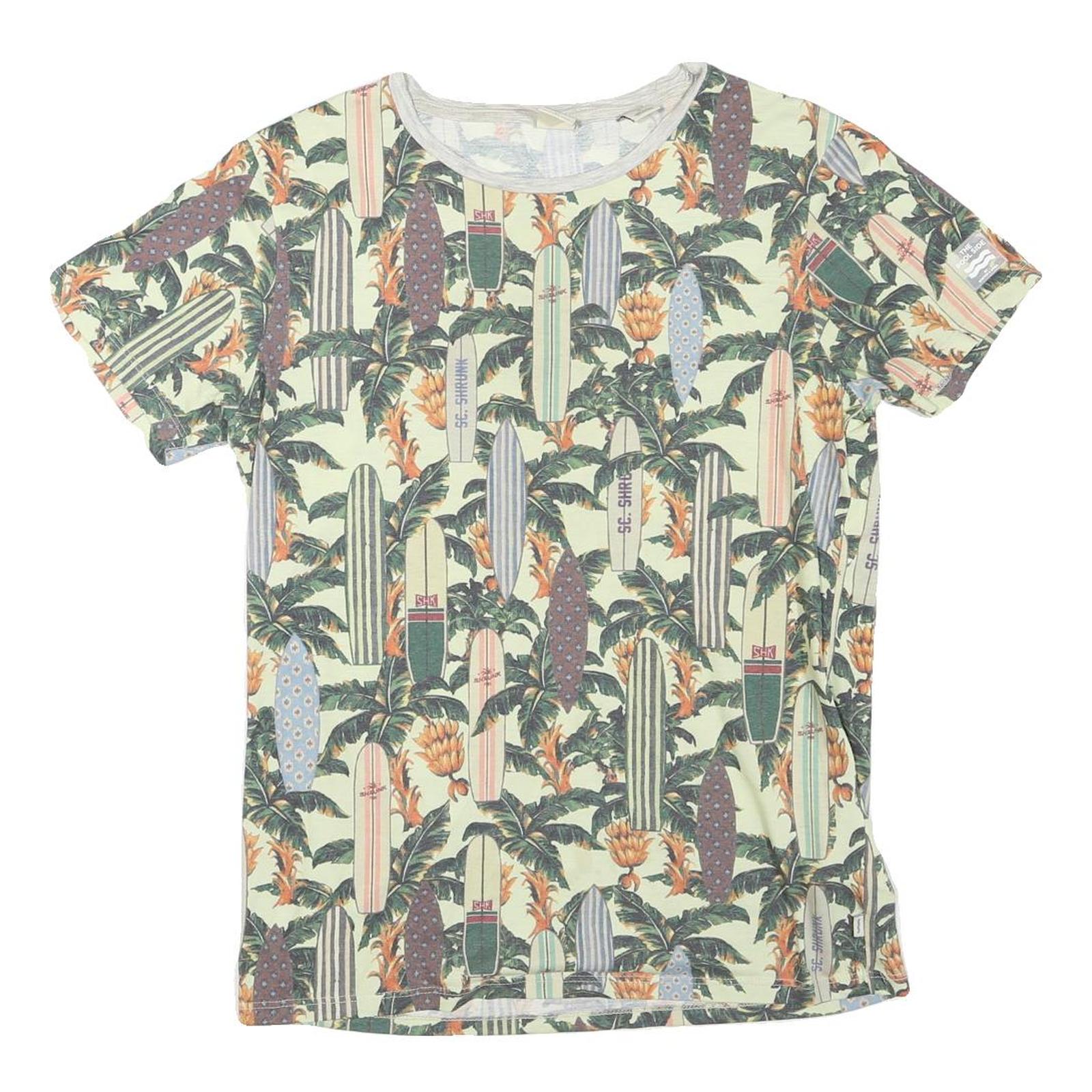THE POOL SIDE Womens Green Surfboard Print Basic T-Shirt Round Neck Short Sleeve Refurbished - N/A refurbished available on Cerqular