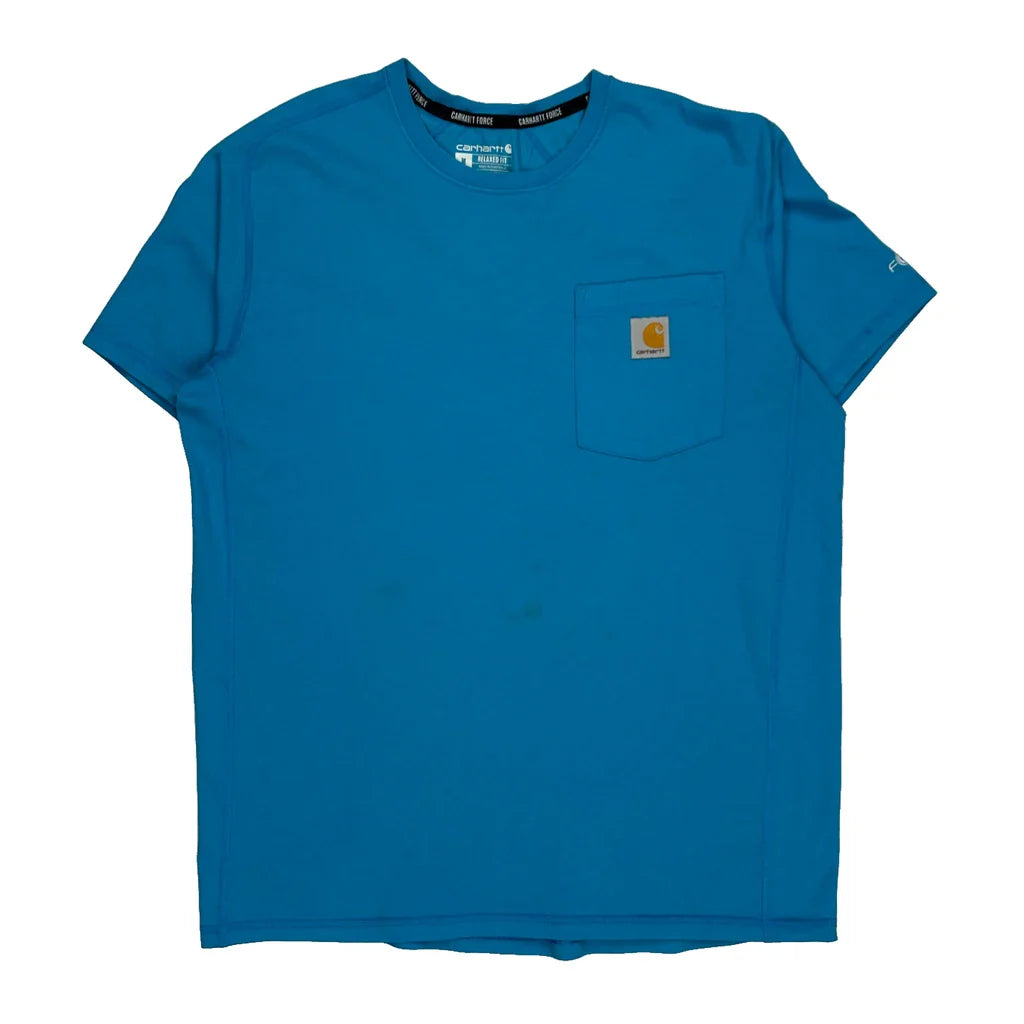 Carhartt Force Carhartt T-Shirt - Medium Blue Cotton Refurbished - Thrifted (note: this is a term often used to describe second- refurbished available on Cerqular