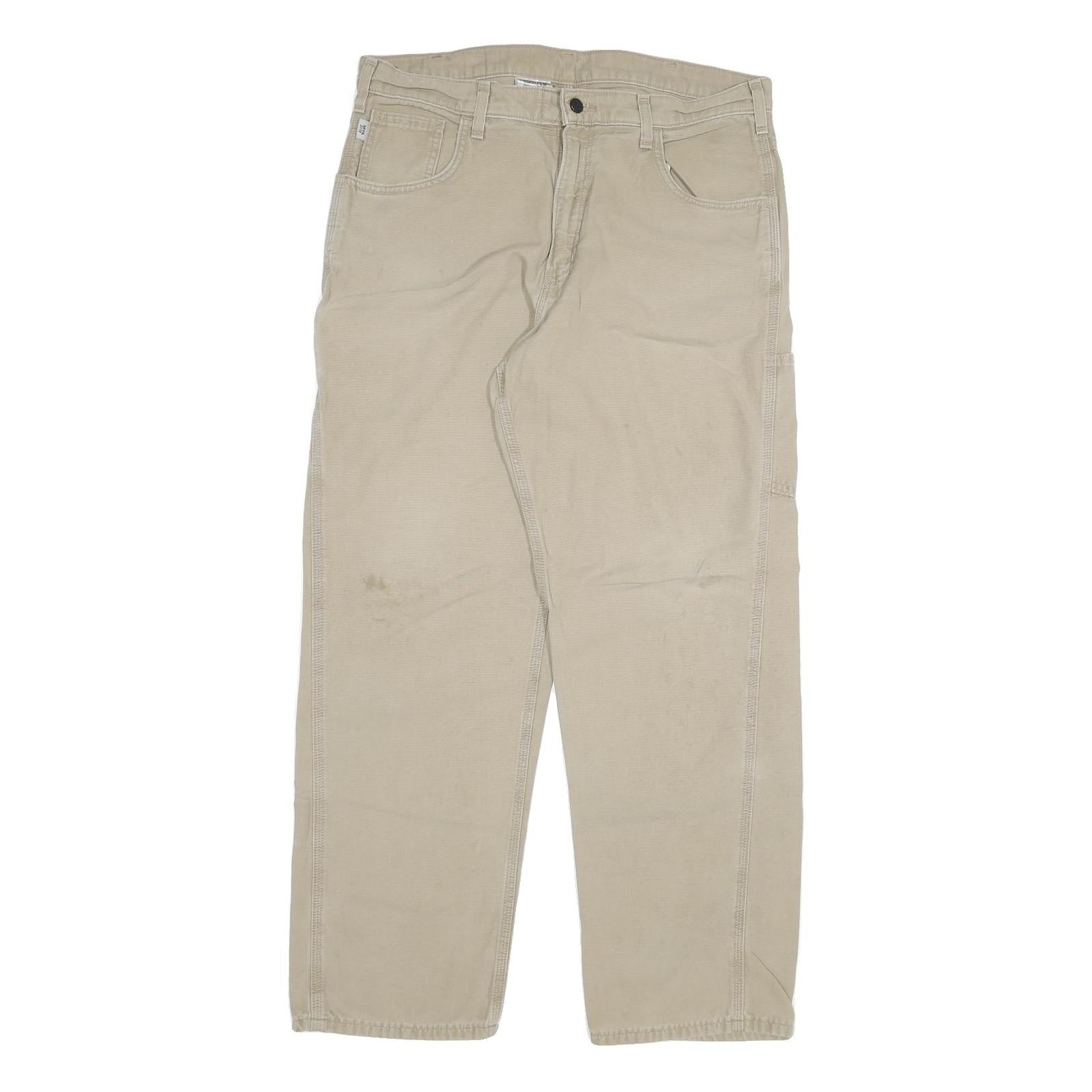 CARHARTT Mens Relaxed Beige Cotton Blend Zip Trousers W36 L32 Workwear Pants Refurbished - N/A refurbished available on Cerqular