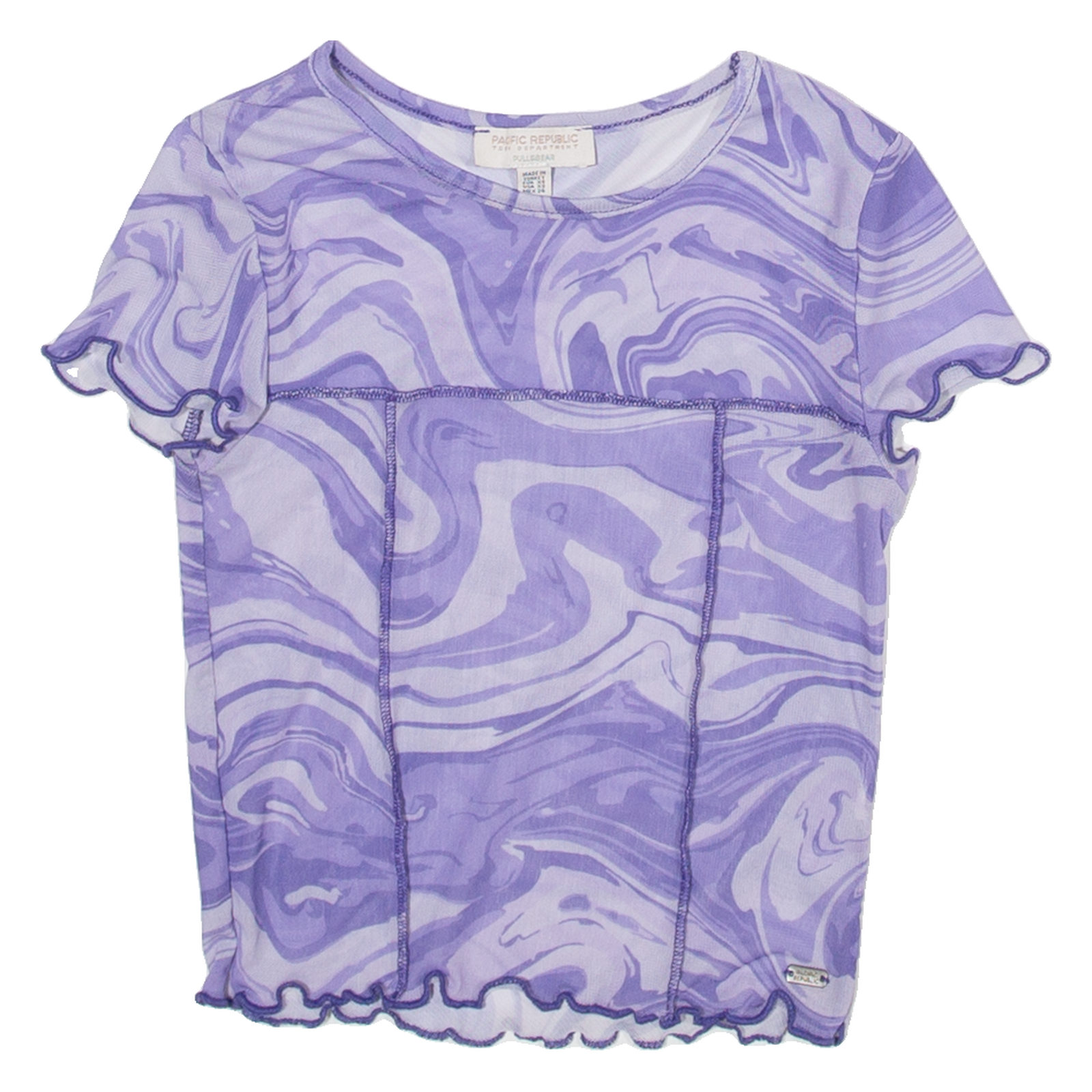 PULL&BEAR Womens Top Purple Crazy Pattern XS Refurbished - N/A refurbished available on Cerqular