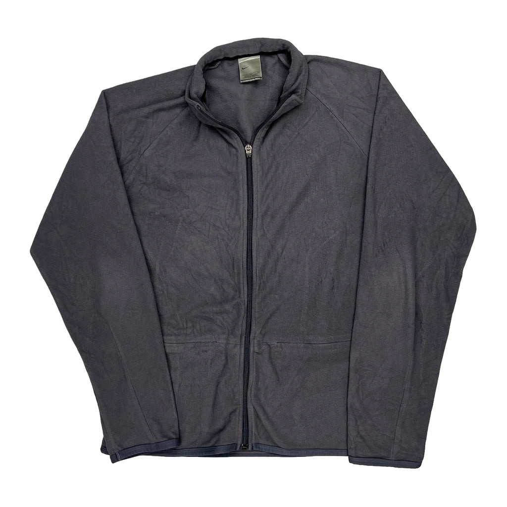 Therma Fit Nike Fleece Jacket - Medium Grey Polyester Refurbished - Thrifted (note: this is a term often used to describe second- refurbished available on Cerqular