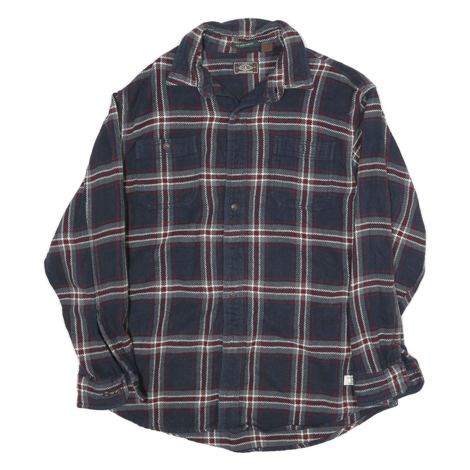 GH BASS Mens Blue & White Checked Cotton Blend Shirt L Casual Long Sleeve Refurbished - N/A refurbished available on Cerqular