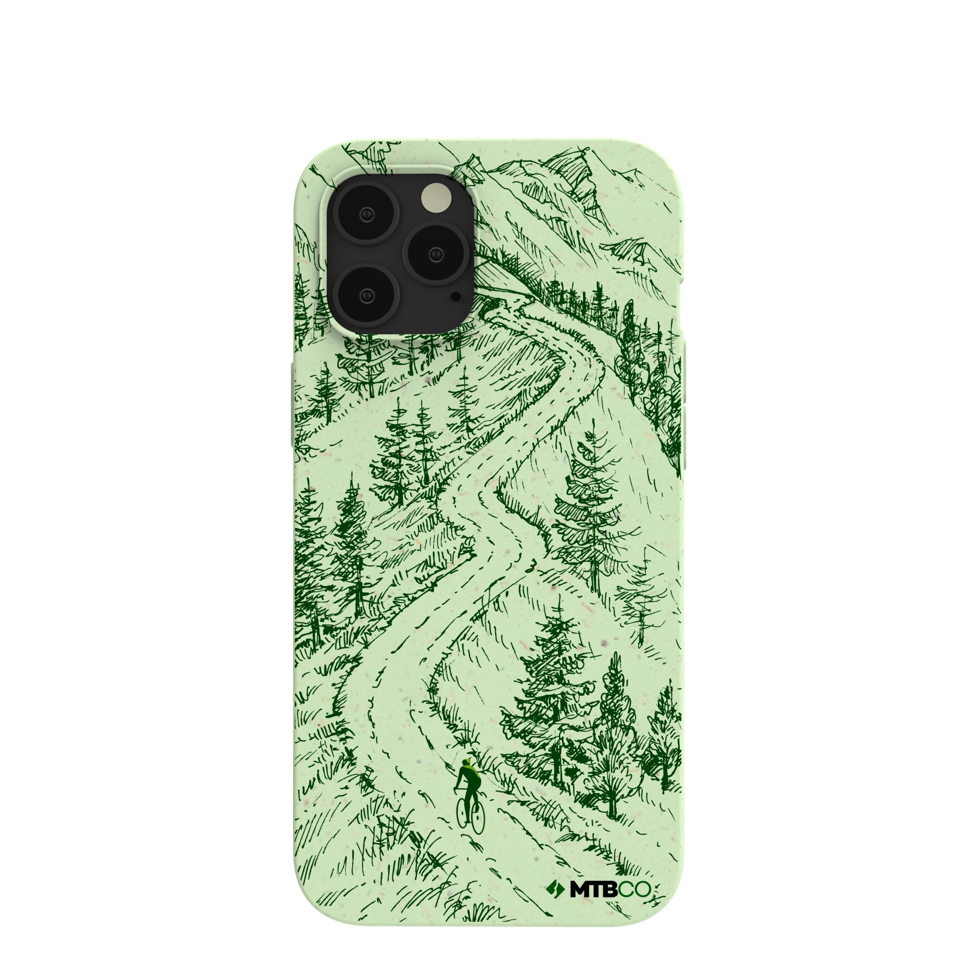 Sage Green Into the Mountains MTBCO iPhone 12 Pro Max Case Refurbished - Pela Case refurbished available on Cerqular