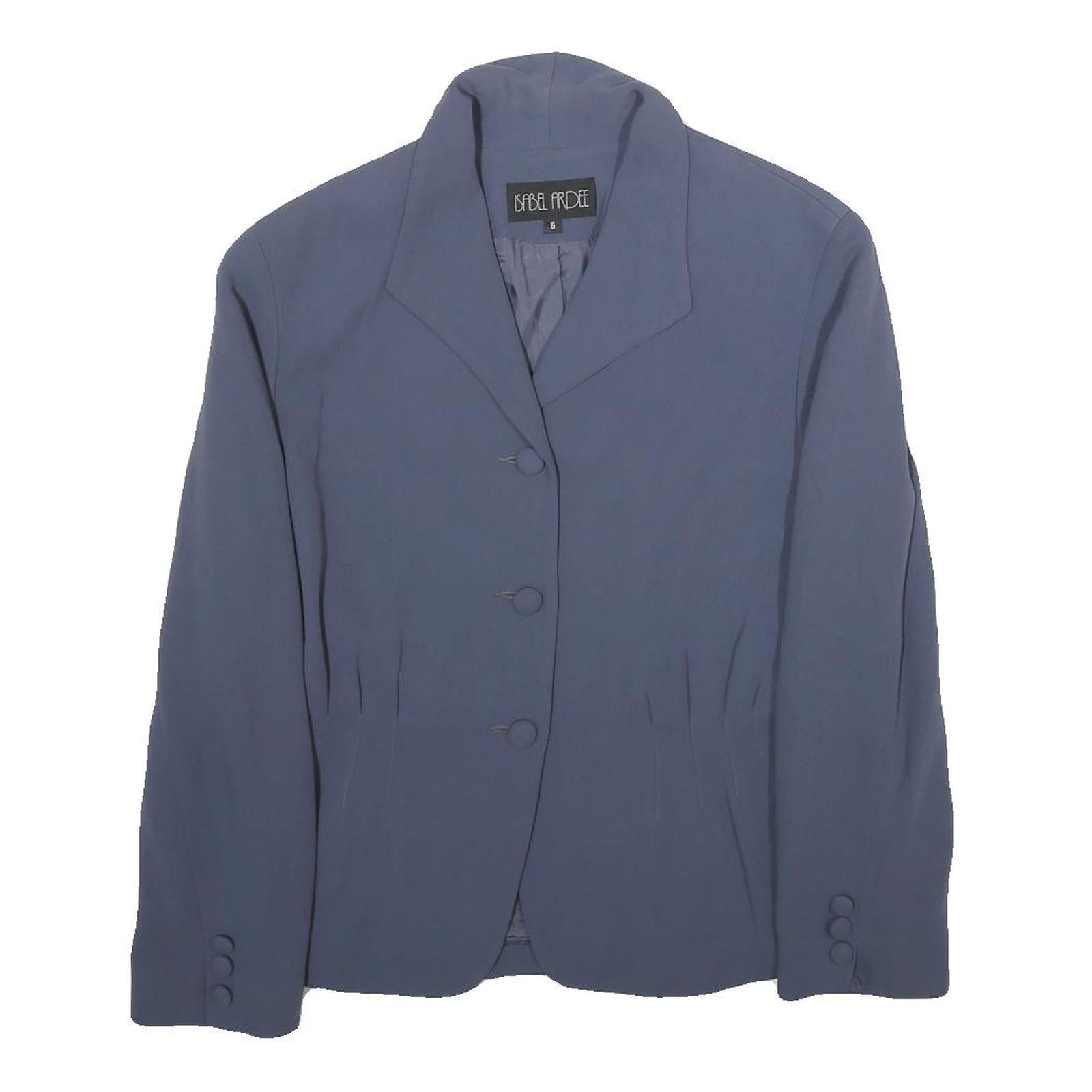 ISABEL ARDEE Womens Blue Button Jacket M Synthetic Classic Tailored Refurbished - N/A refurbished available on Cerqular