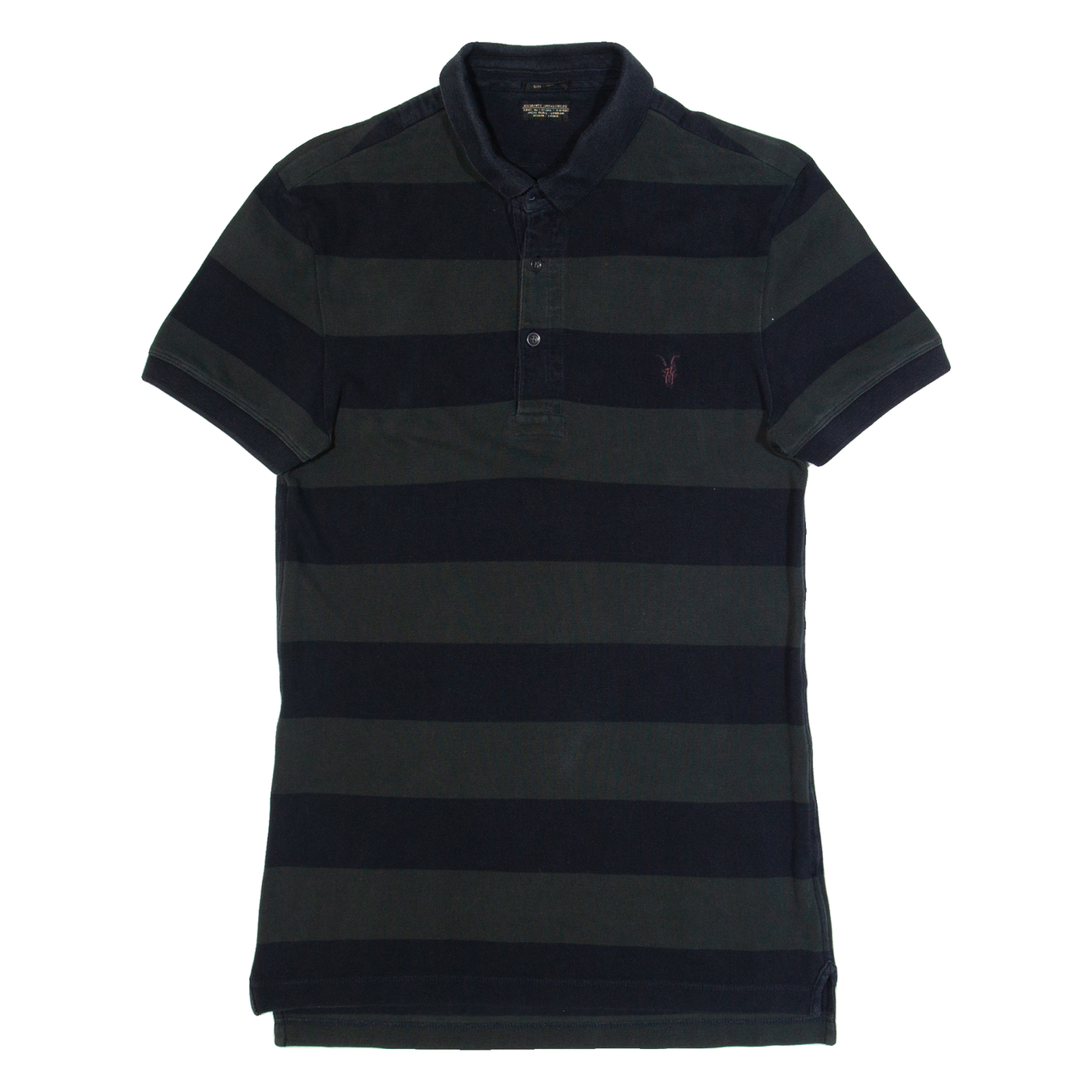 ALL SAINTS Corpus Mens Polo Shirt Black Striped S Refurbished - N/A refurbished available on Cerqular