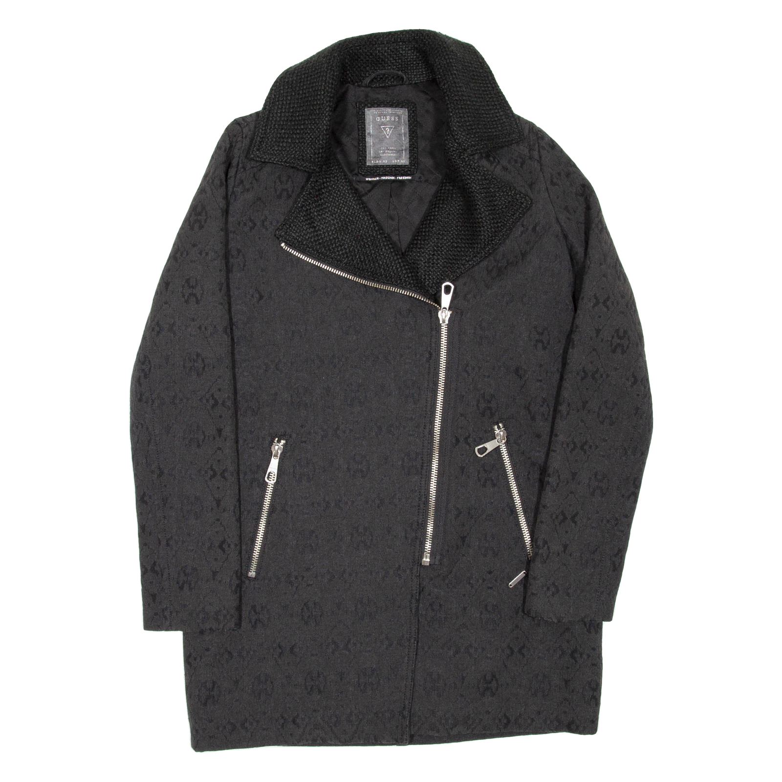 GUESS Womens Jacket Black Geometric UK 6 Refurbished - N/A refurbished available on Cerqular