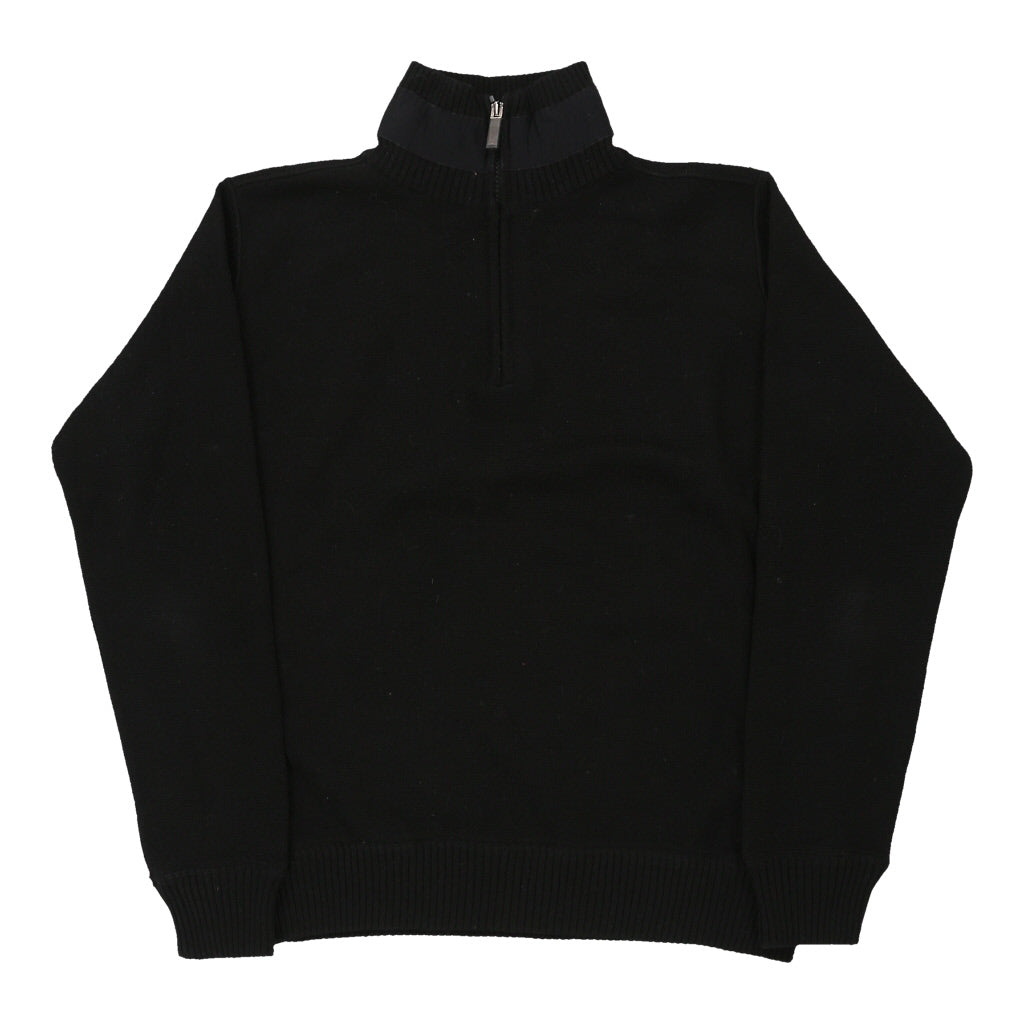 Armani 1/4 Zip - Medium Black Wool Blend Refurbished - Thrifted (note: this is a term often used to describe second- refurbished available on Cerqular