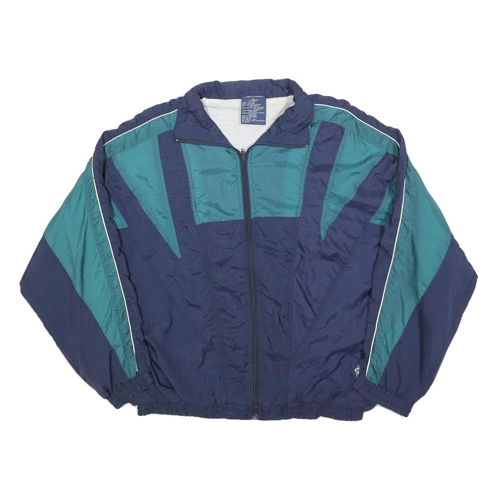CHEROKEE Mens Blue & Teal Colourblock Zip Up Polyester Blend XL Jacket Retro Refurbished - N/A refurbished available on Cerqular