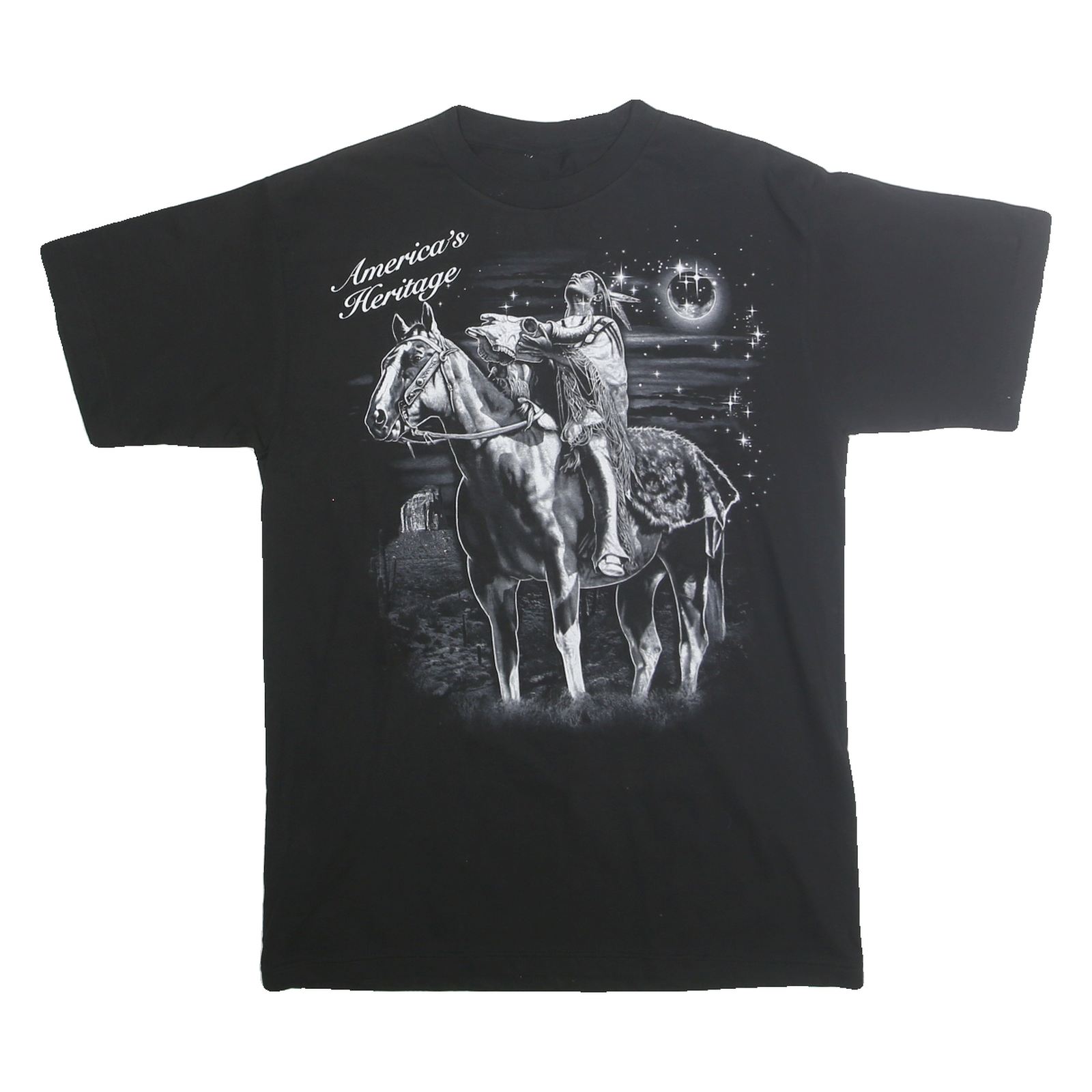 Mens Black Graphic T-Shirt M Short Sleeve Crew Neck Cotton Heritage Print Refurbished - N/A refurbished available on Cerqular